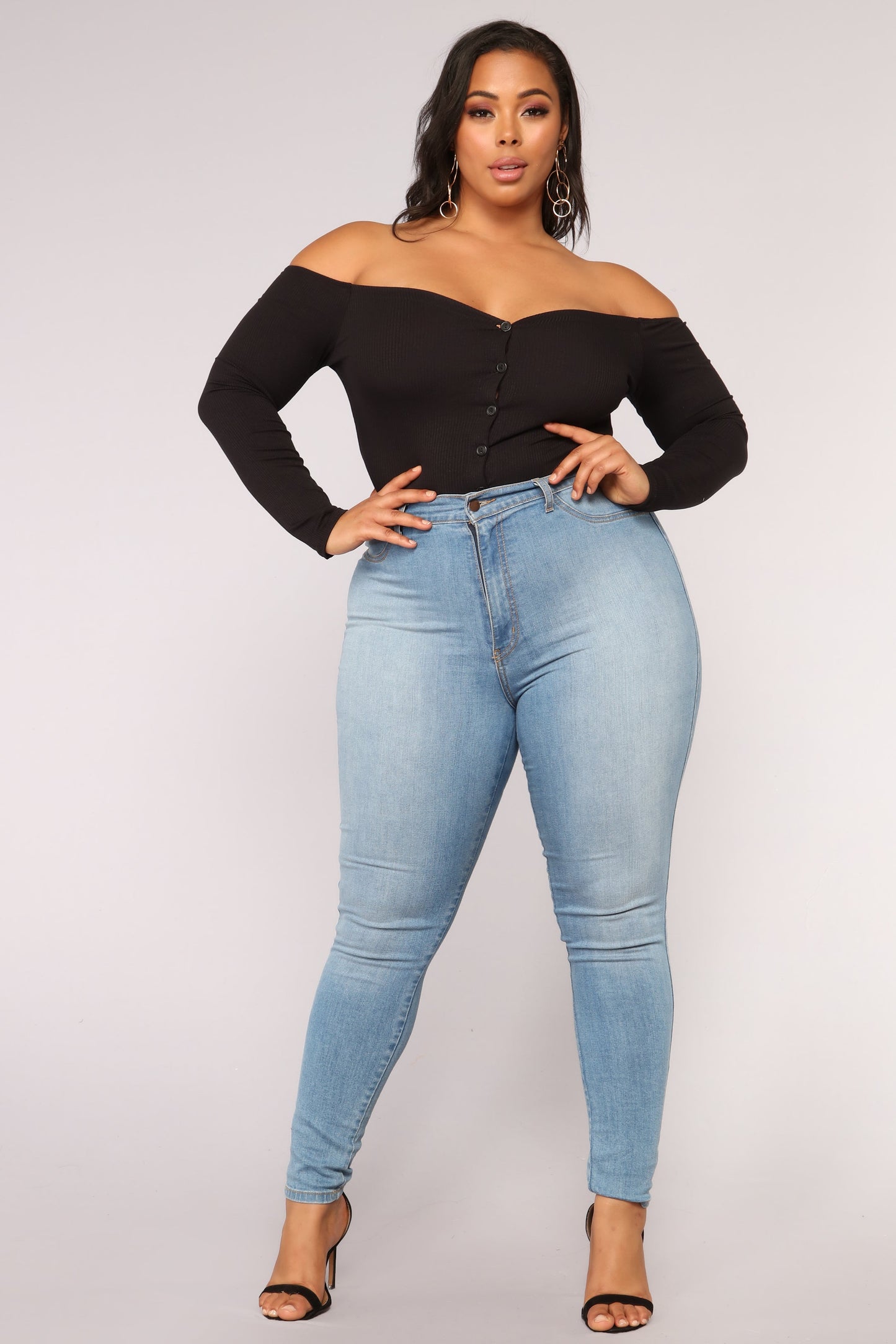 Fool In Love Off Shoulder Bodysuit - Black