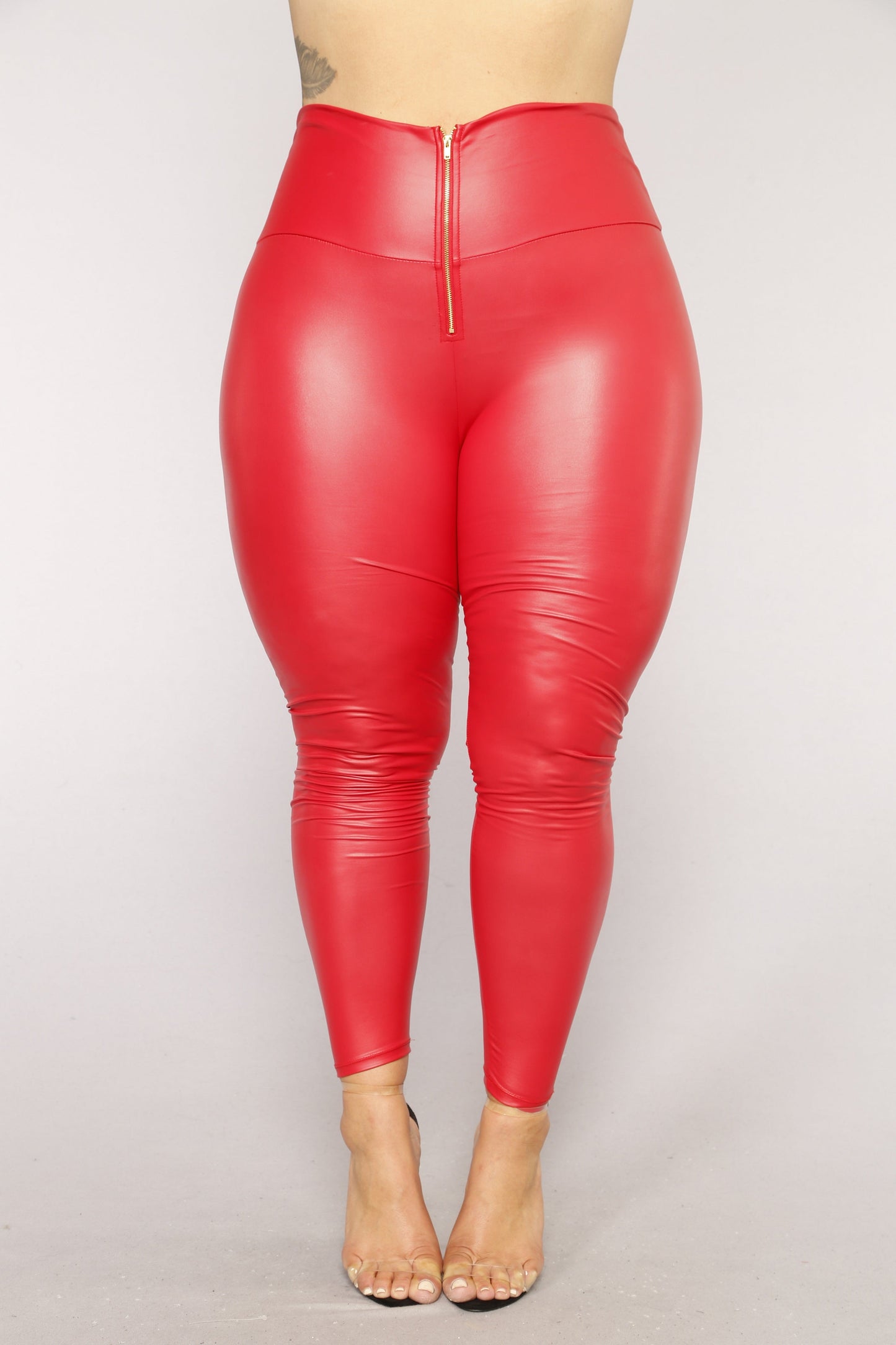 Hold My Sauce Zip Front Leggings - Red