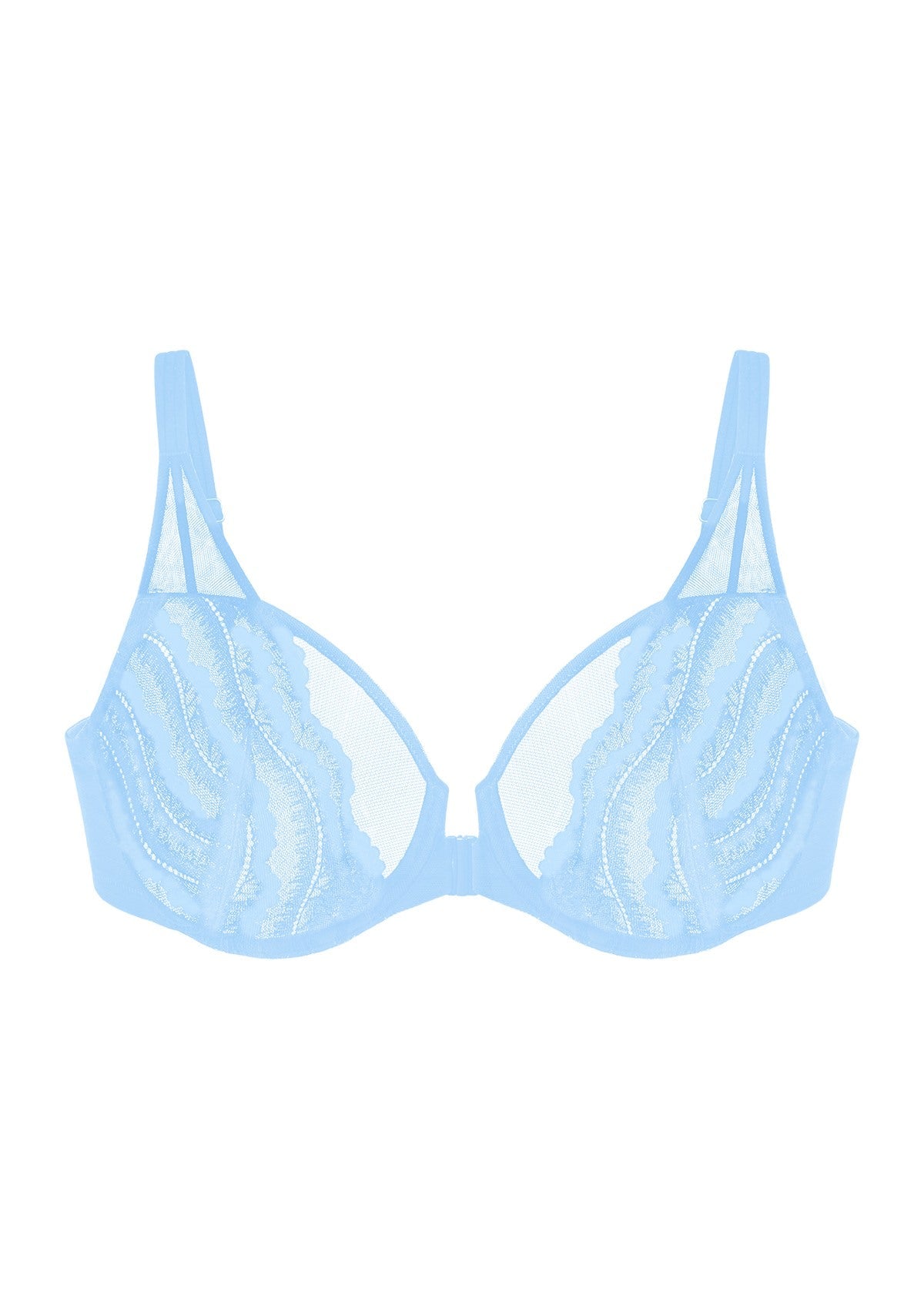 Aqua Passion Front-Close Unlined Lace Bra