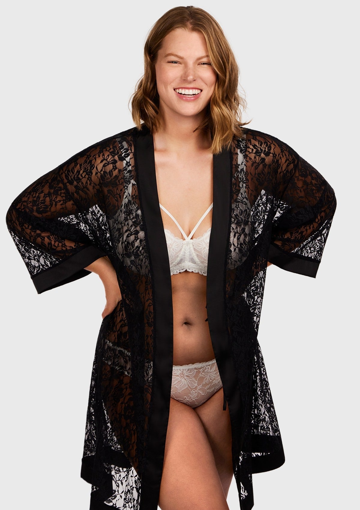 Azalea Sheer Floral Lace Wrap Robe