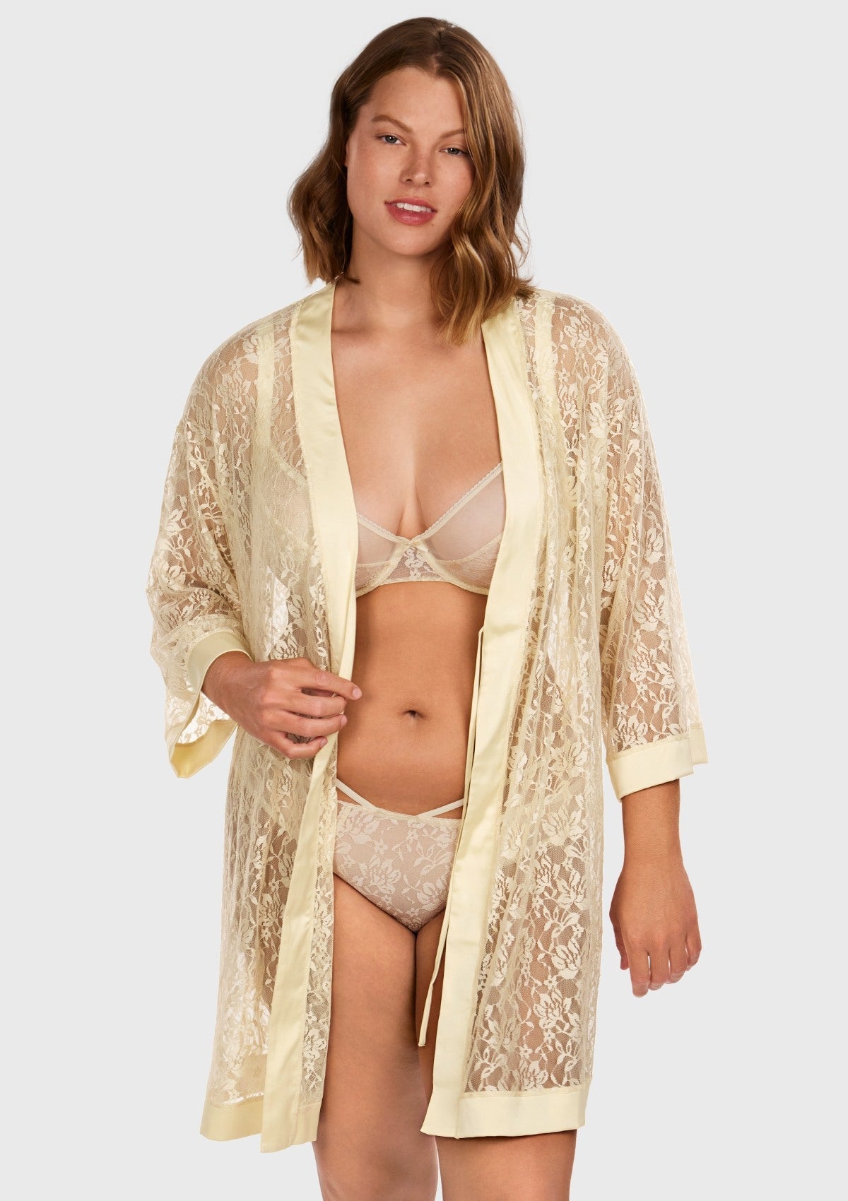 Azalea Sheer Floral Lace Wrap Robe