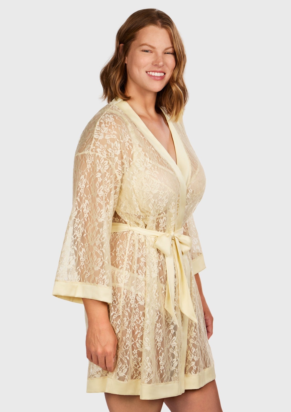 Azalea Sheer Floral Lace Wrap Robe