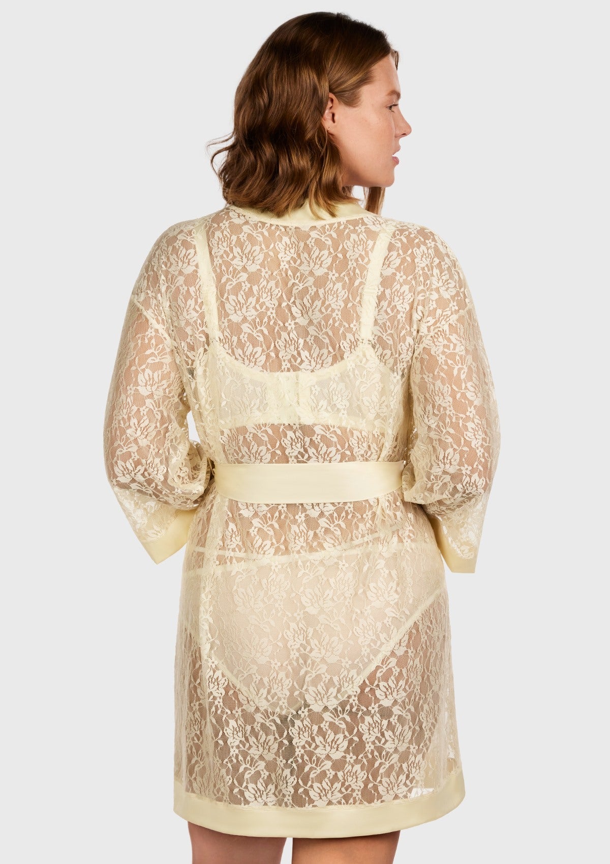 Azalea Sheer Floral Lace Wrap Robe