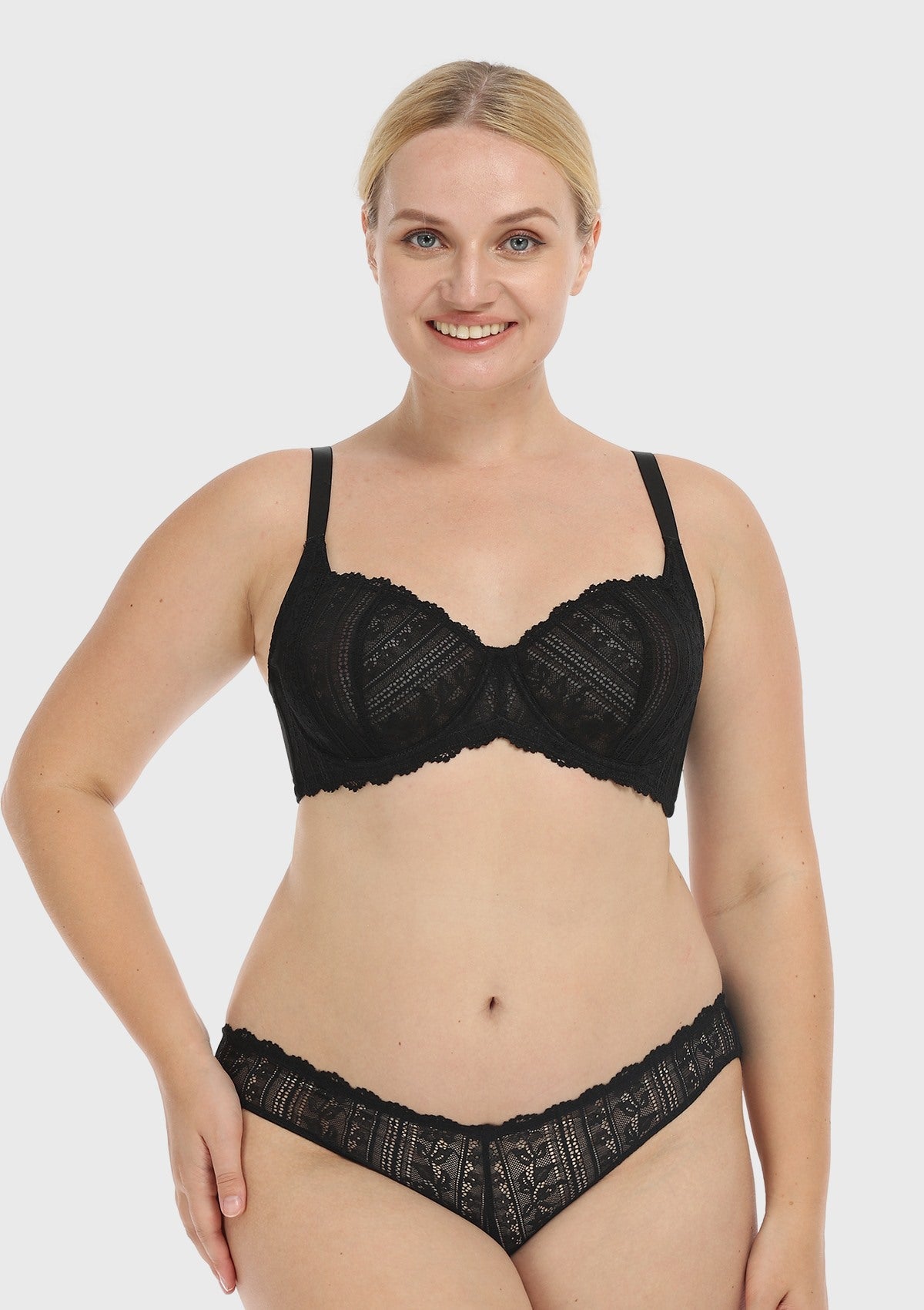 Begonia Black Vertical Lace Minimizer Bra