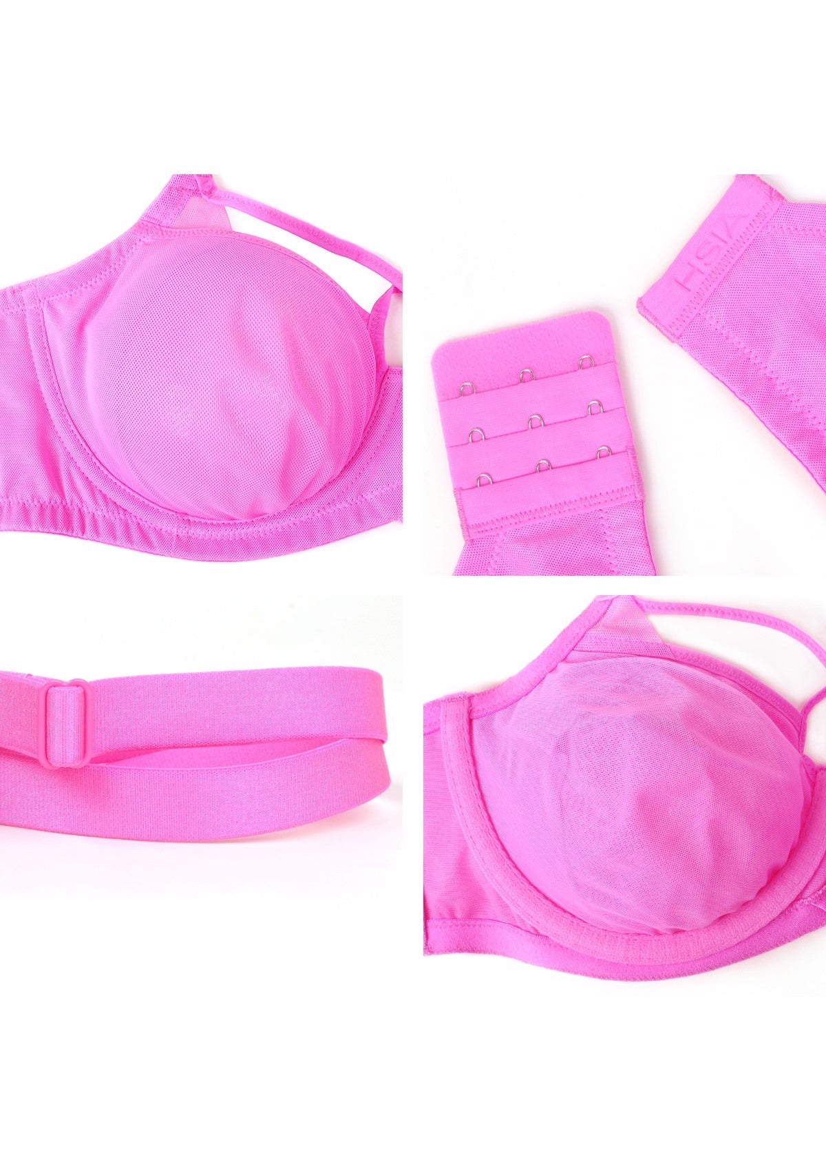 Billie Cross Front Strap Barbie Pink Smooth Sheer Mesh Underwire Bra