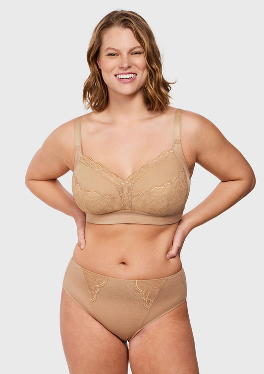 Blossom Mist Lace Trim Wireless Comfort Full Coverage Plus Size Bra