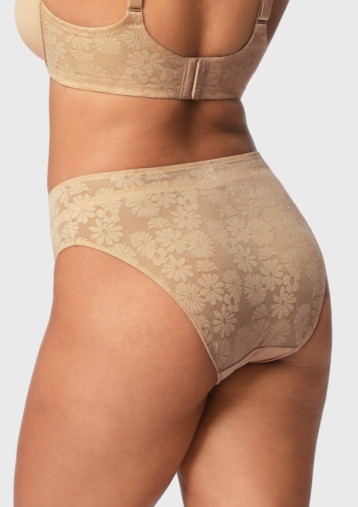 Daisy Smooth Lace High-Rise Natural Nude Mesh Lace Back Brief Underwear