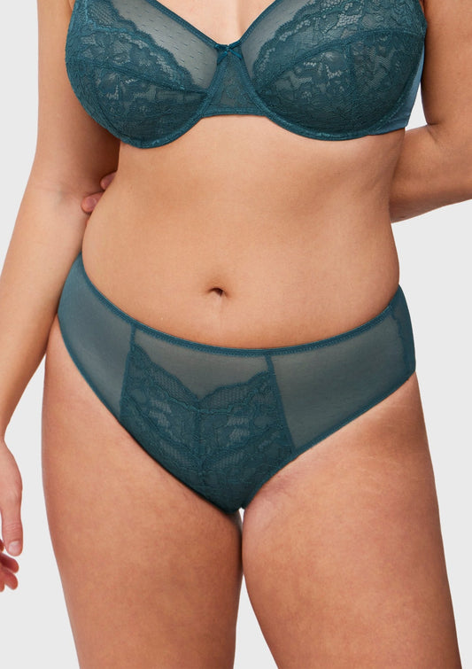 Enchante High-Rise Balsam Blue Lace Brief Underwear