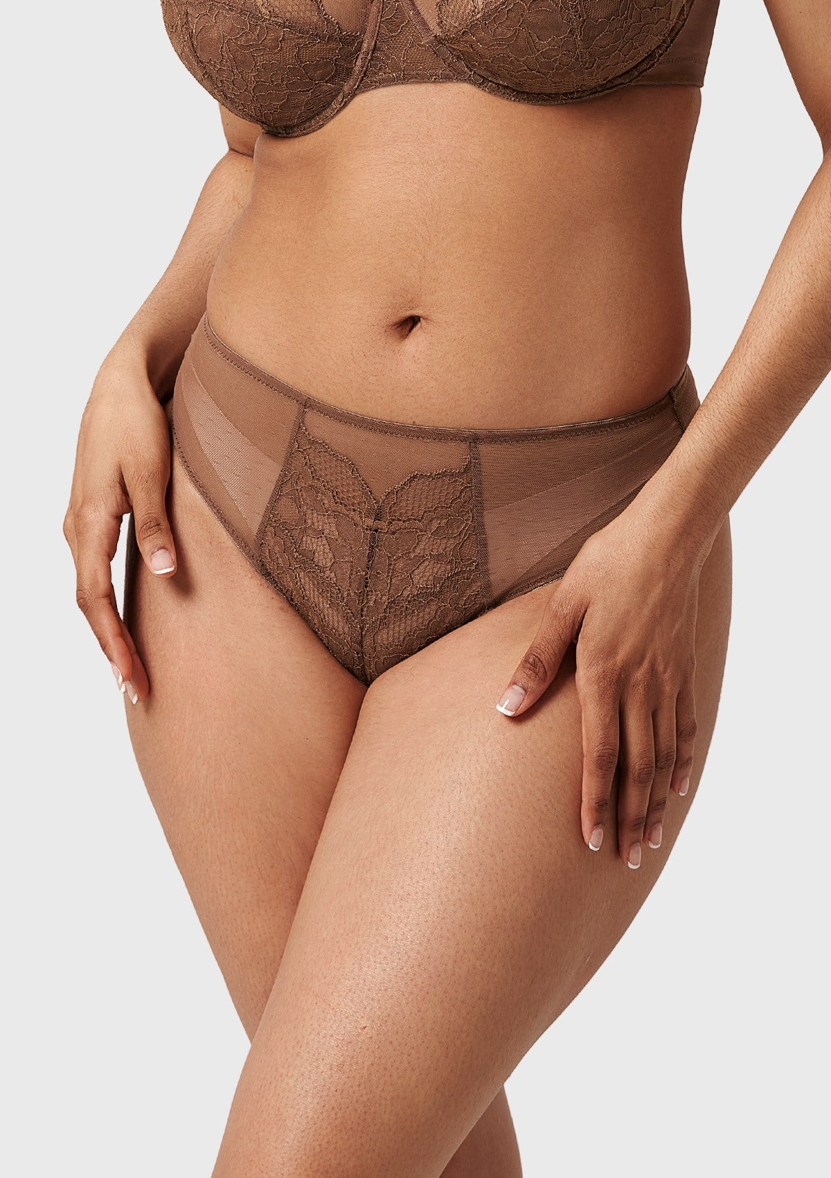 Enchante High-Rise Cocoa Brown Lace Brief Underwear