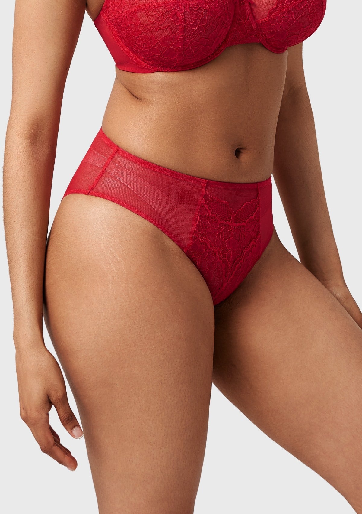 Enchante High-Rise Red Lace Brief Underwear