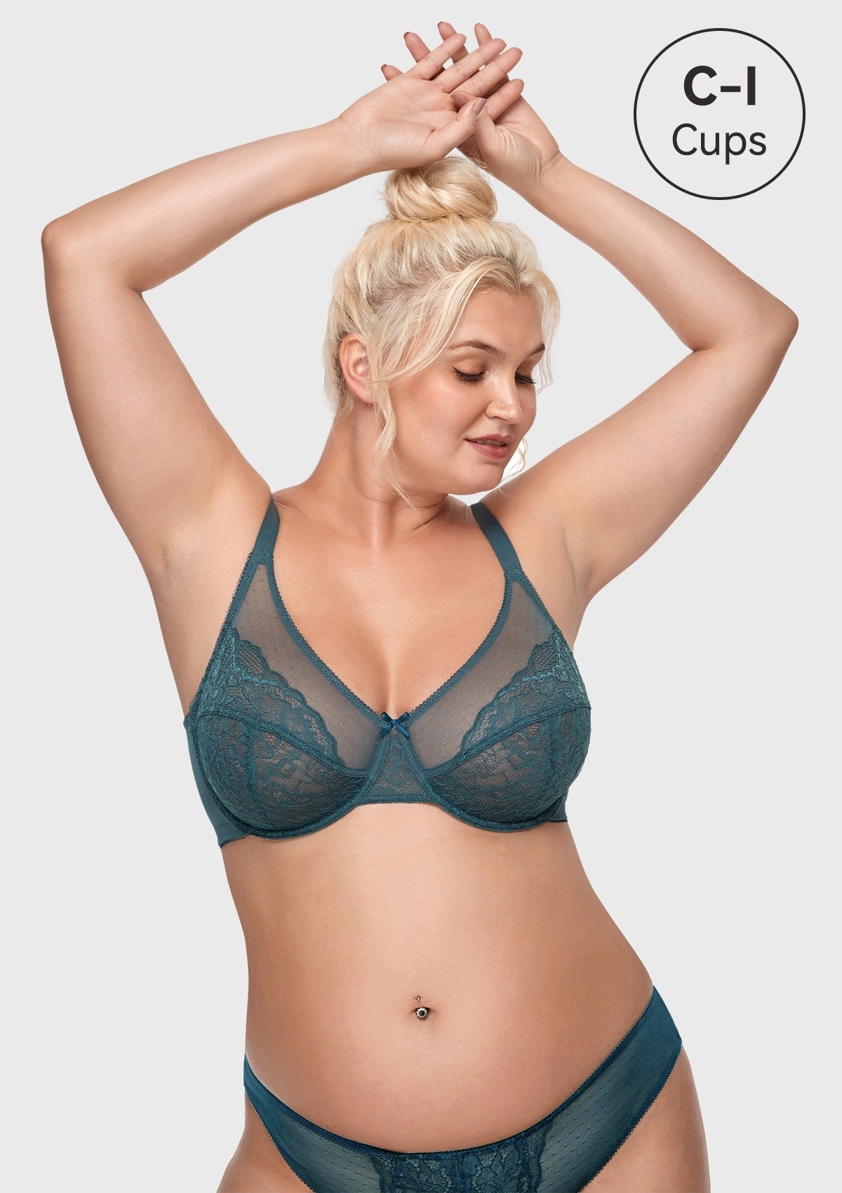 Enchante Lace Blue Unlined Underwire Bra