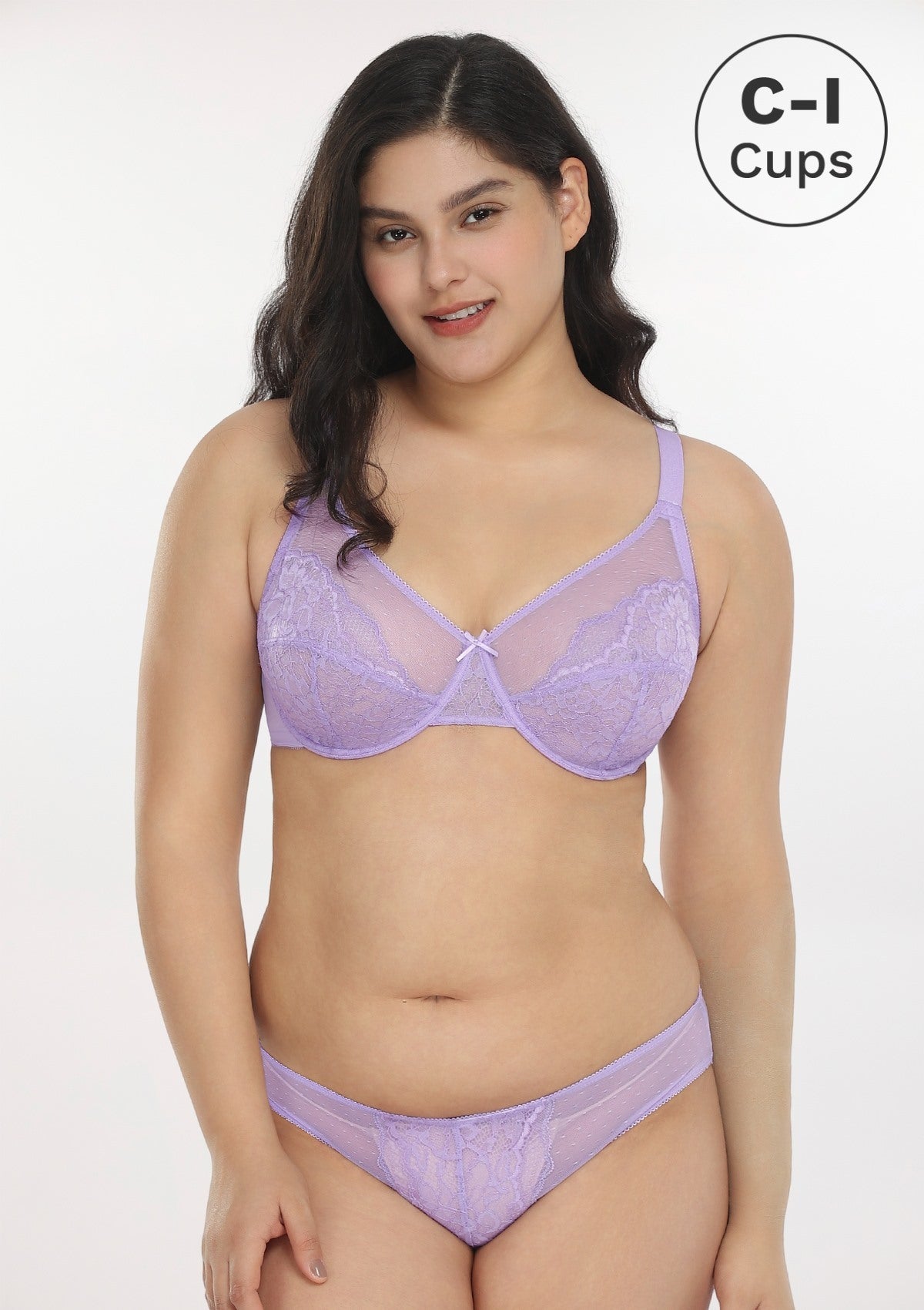 Enchante Purple Unlined Lace Underwire Bra Set