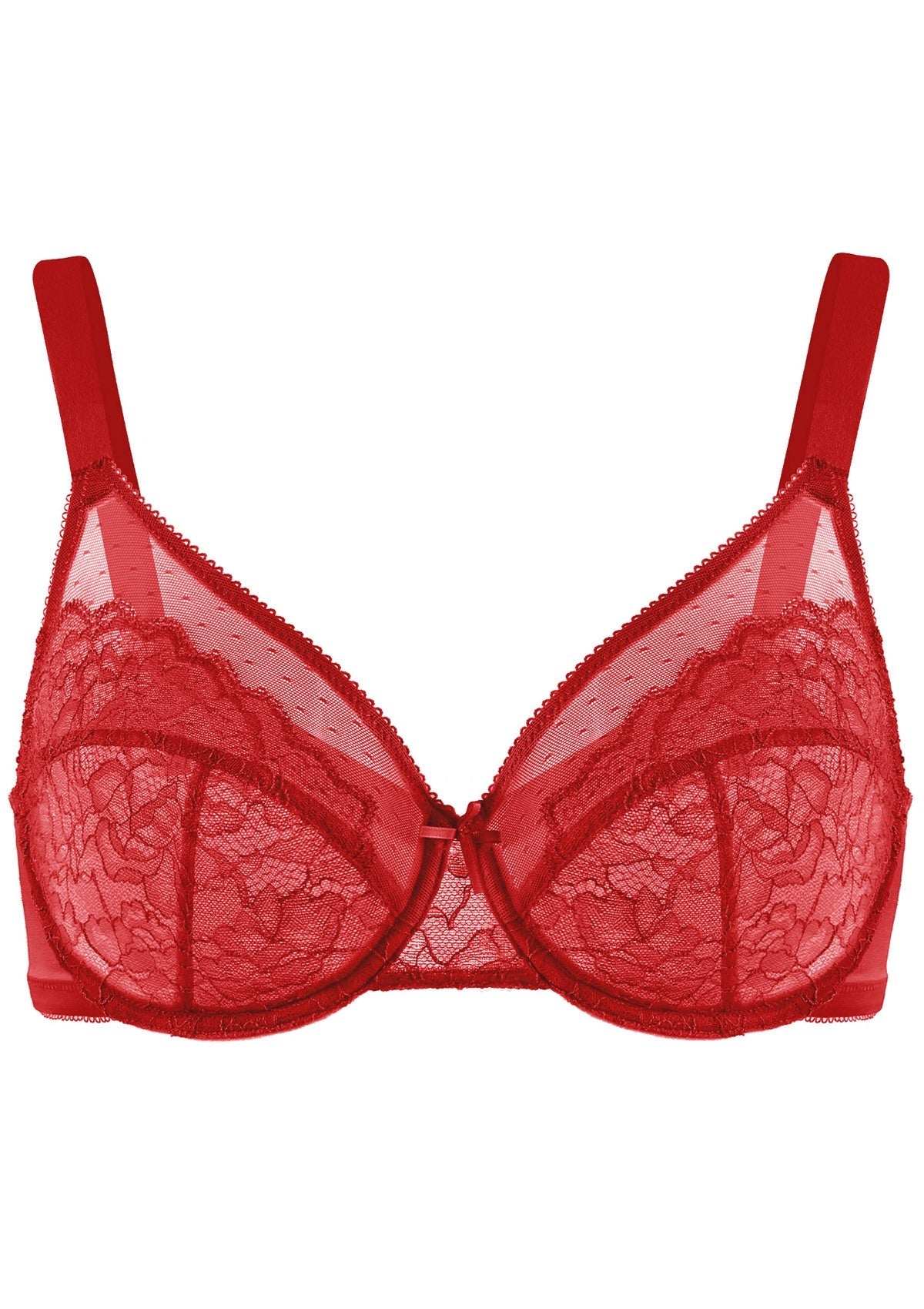 Enchante Red Lace Unlined Full Coverage Underwire Bra