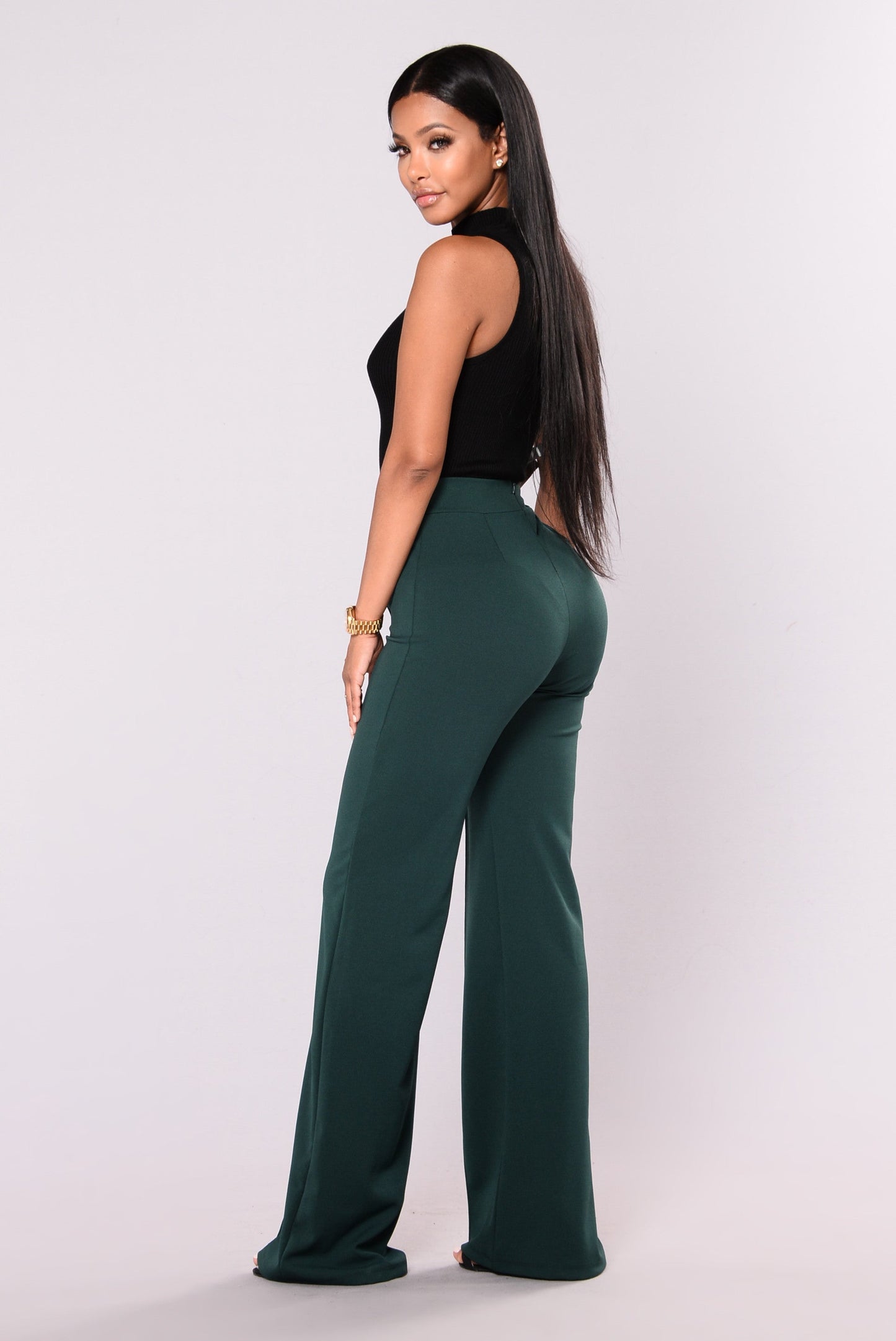 Victoria High Waisted Dress Pants - Hunter Green