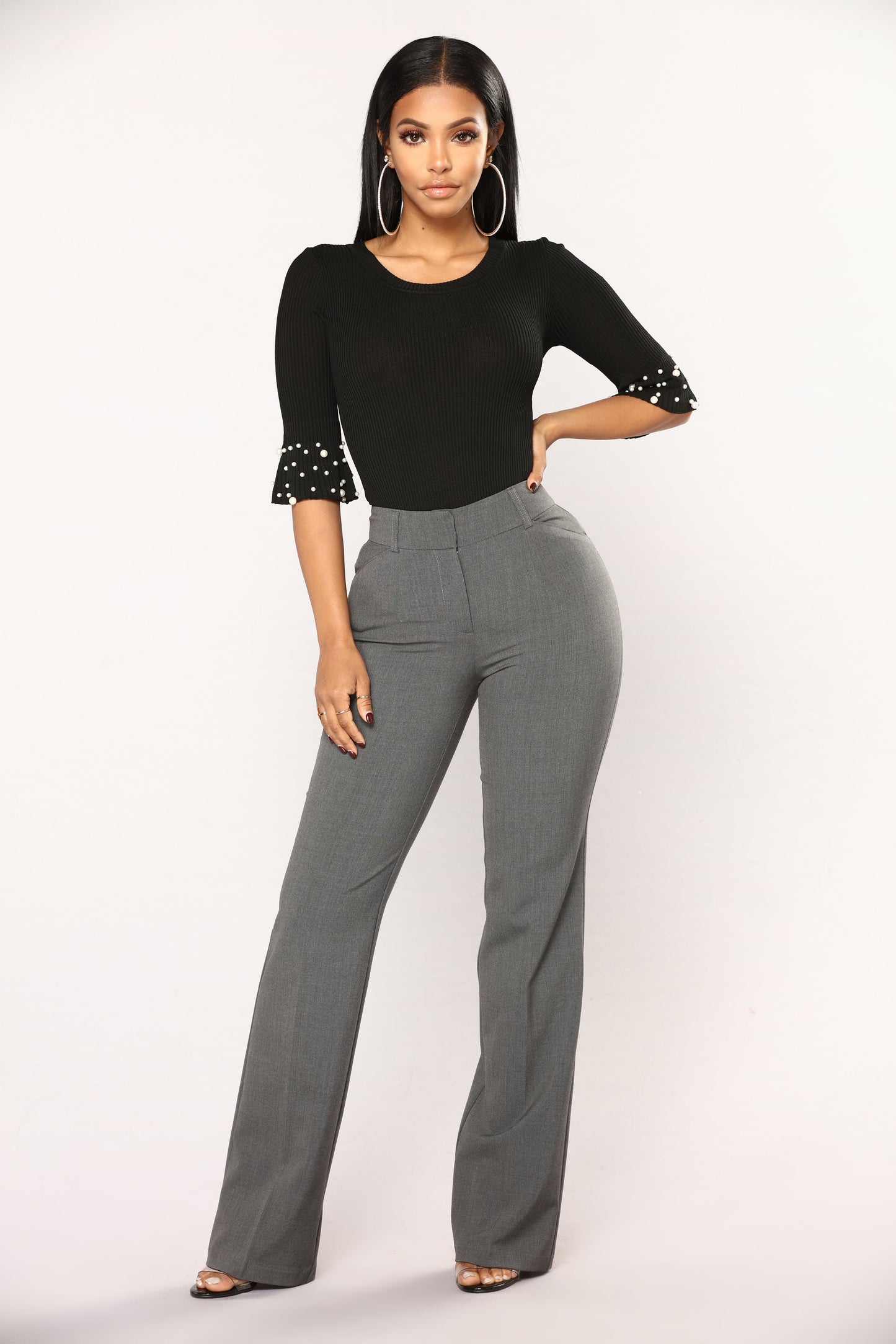 Tasha Dressy High Rise Pants - Charcoal