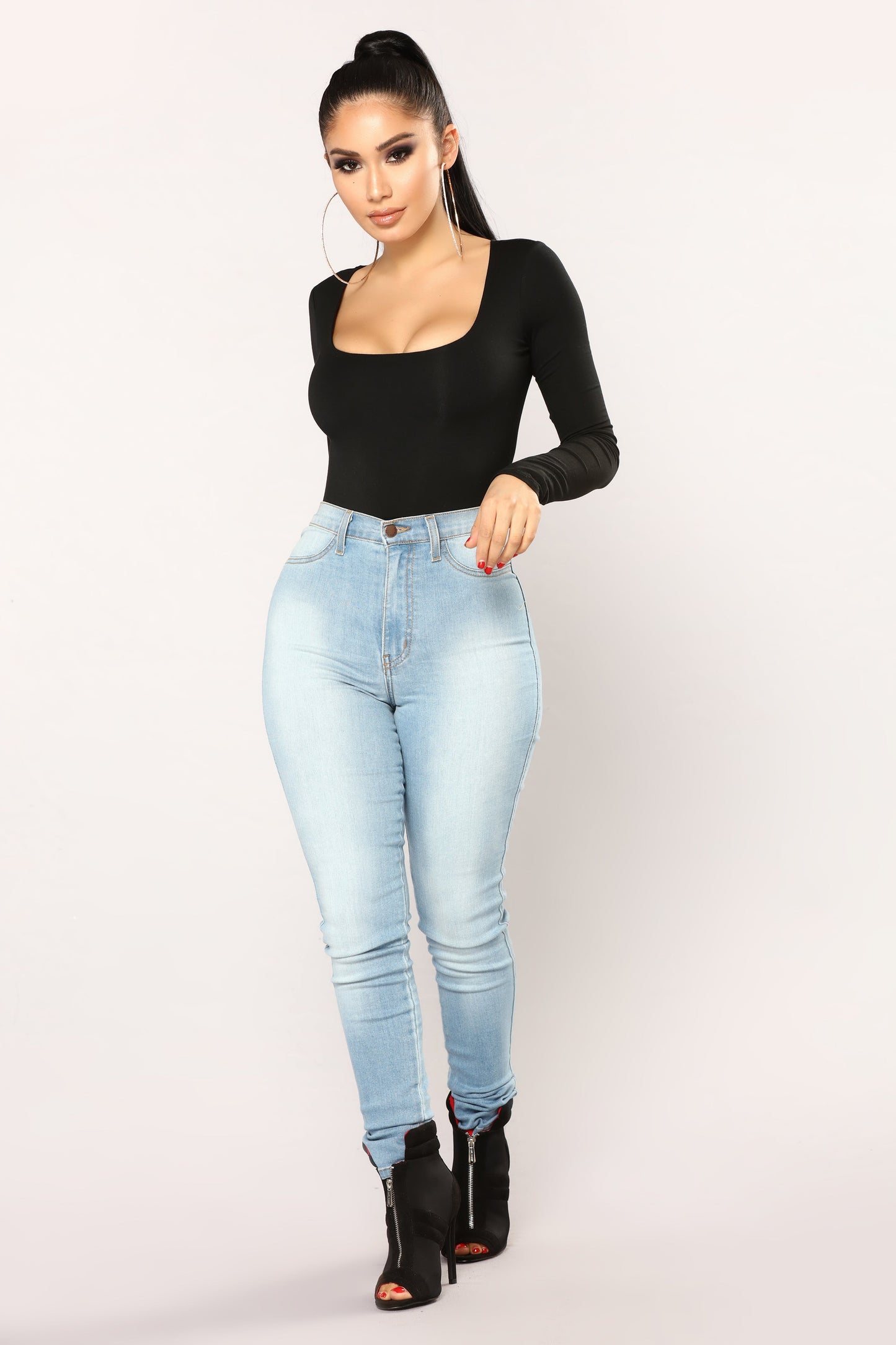 Anything But Square Long Sleeve Bodysuit - Black