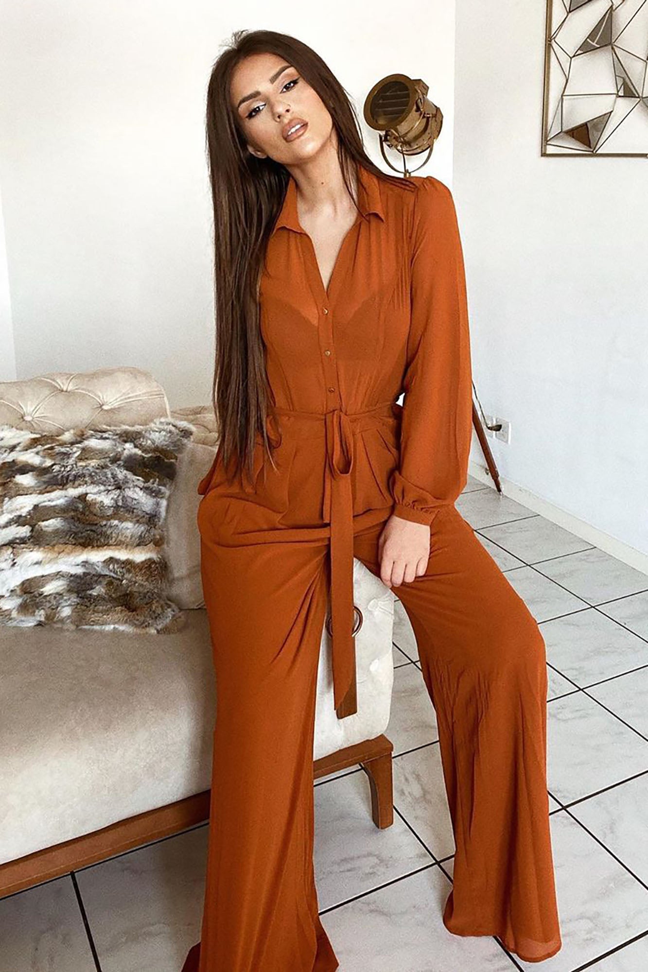 Like Me Better Jumpsuit - Cognac