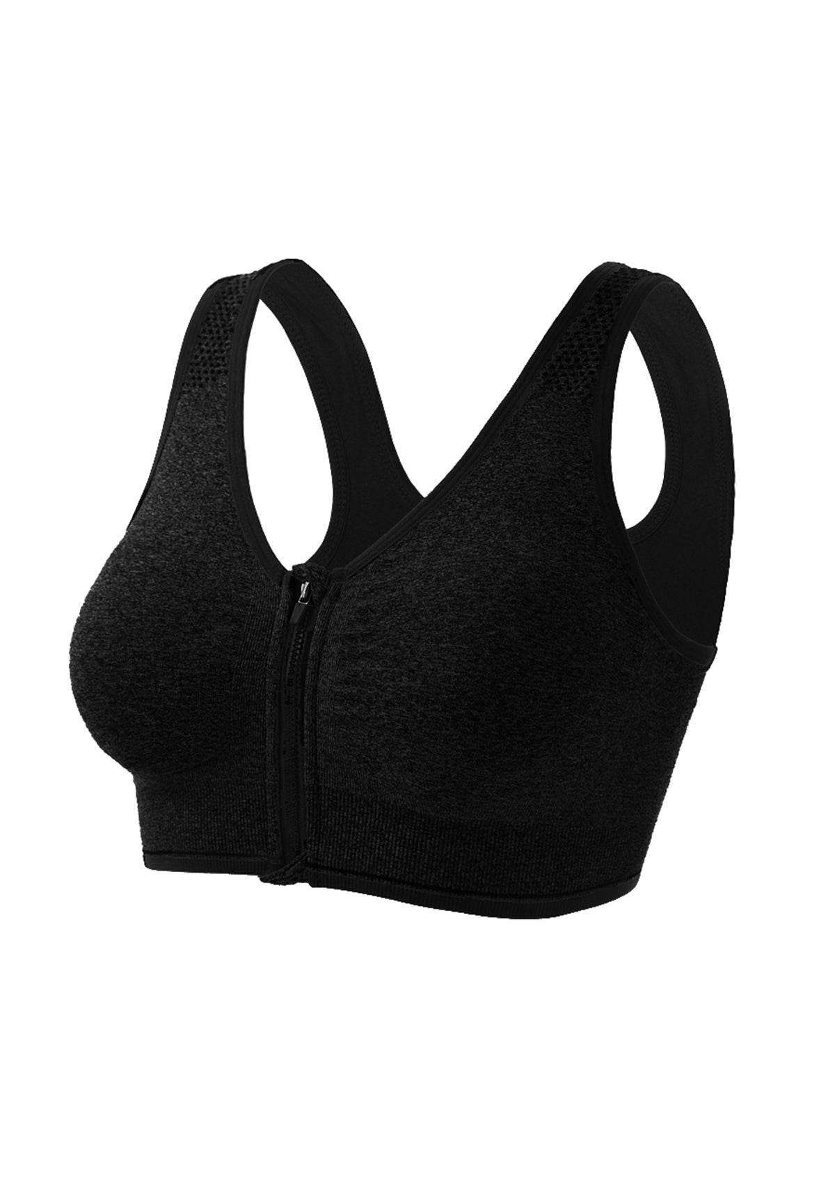 MOMSHIP Front Zip Medium-Impact Sports Bra