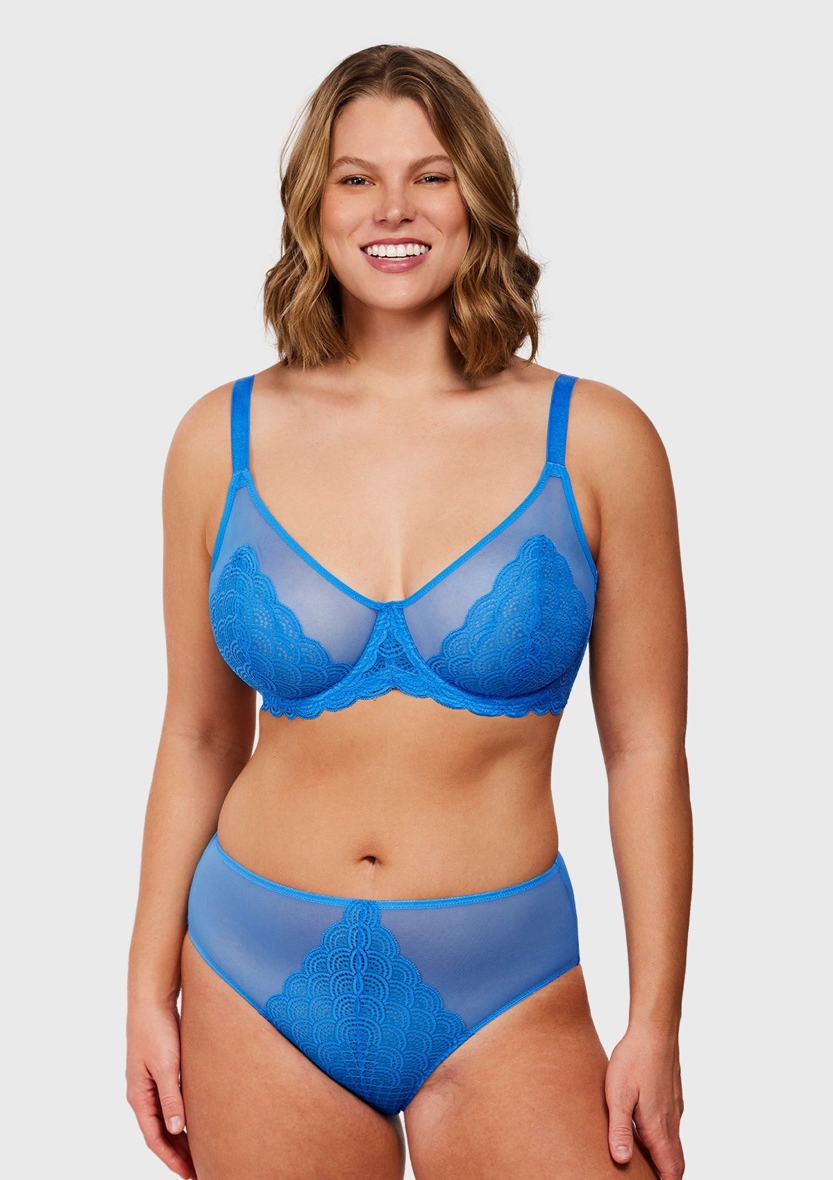 Mermaid Scales Lace Azure Sky Unlined Bra