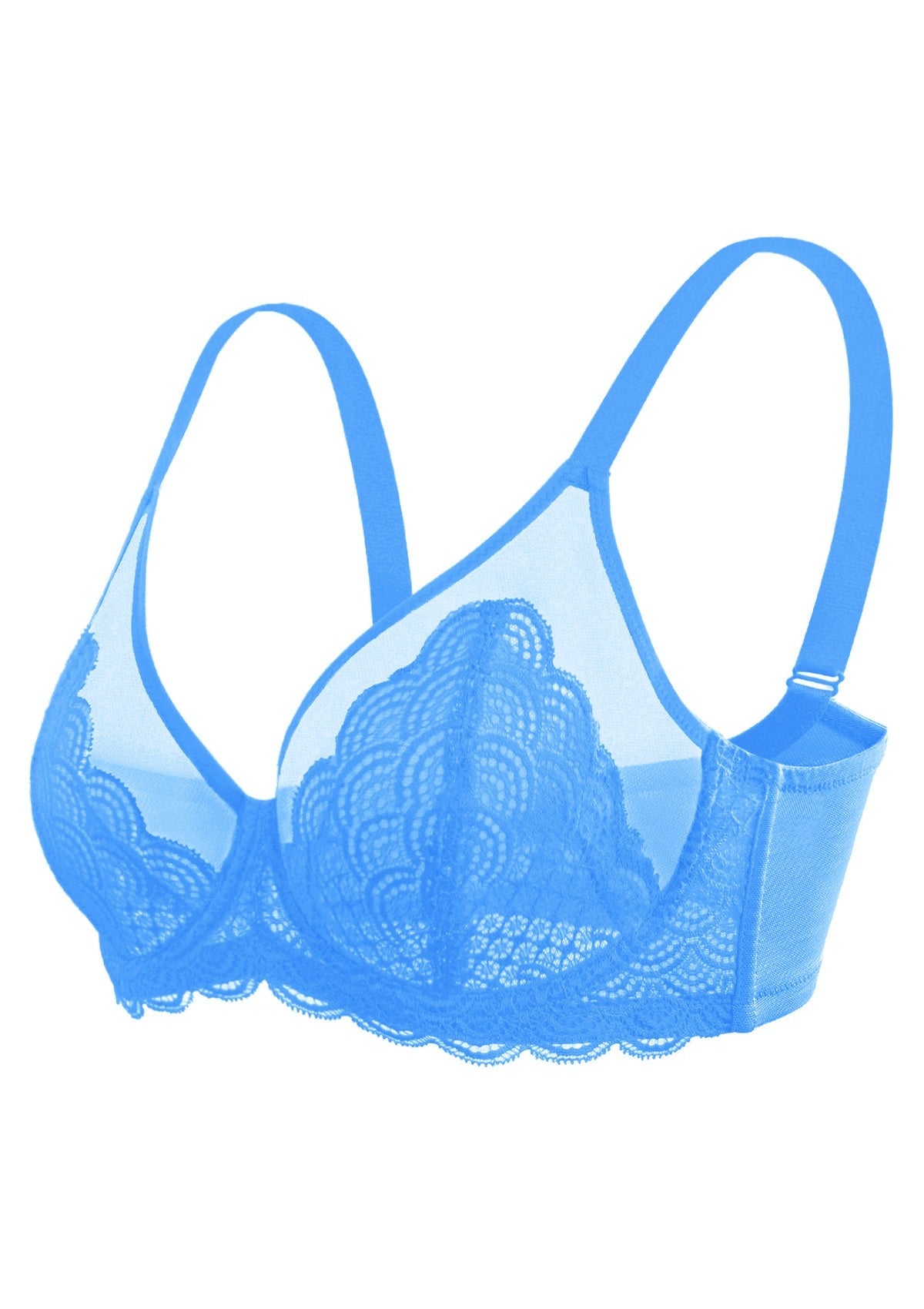 Mermaid Scales Lace Azure Sky Unlined Bra