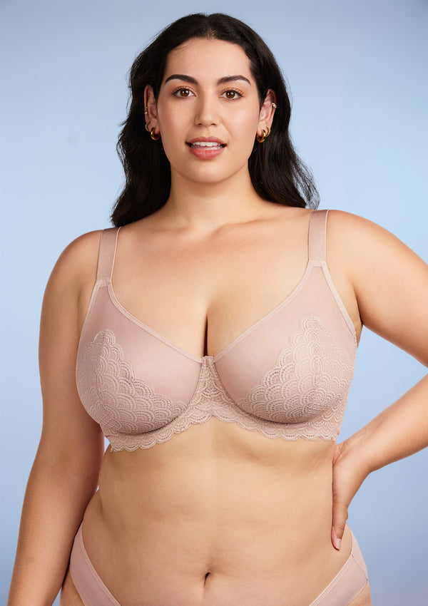 Mermaid Scales Lace Beige Unlined Underwire Bra