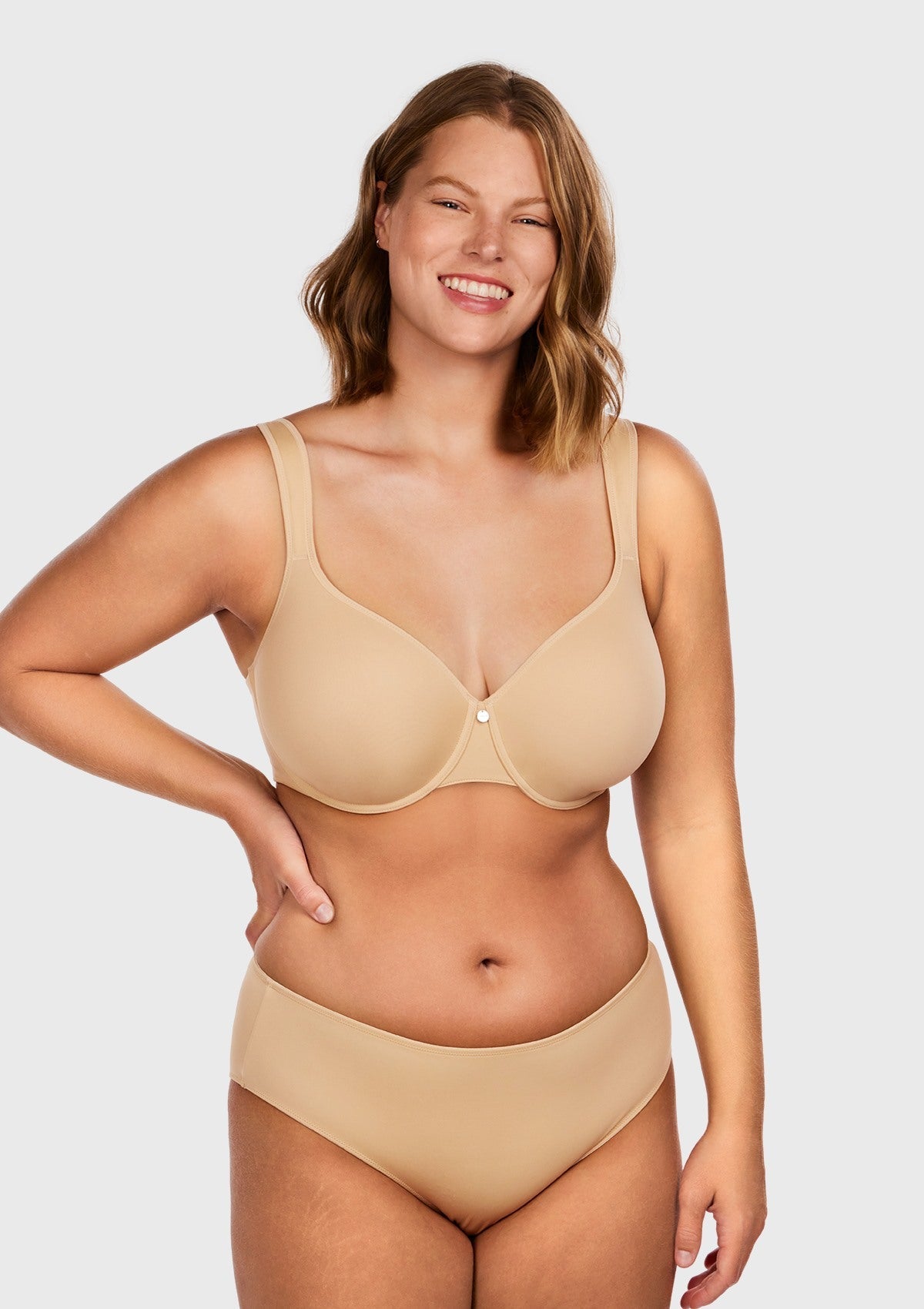 Patricia T-shirt Beige Lightly Padded Underwire Minimizer Bra Set