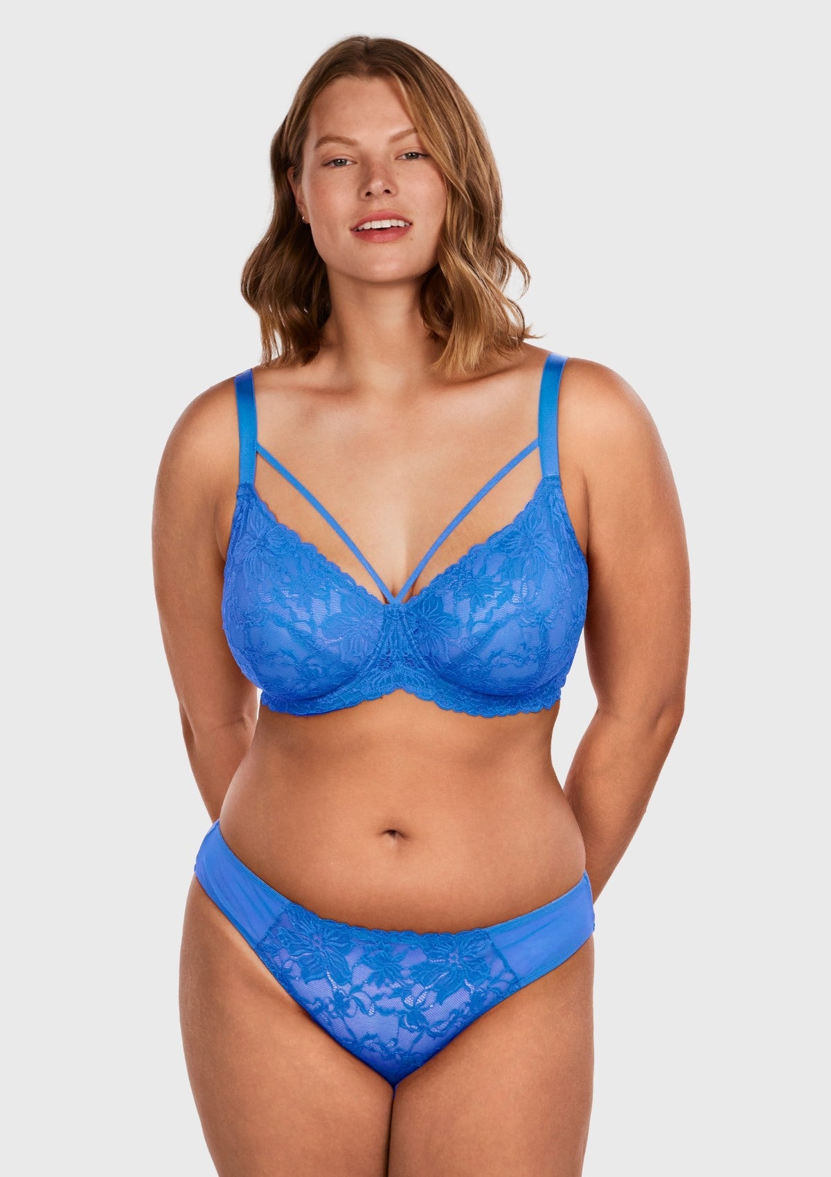 Pretty In Petals Azure Sky Strappy Lace Unlined Bra