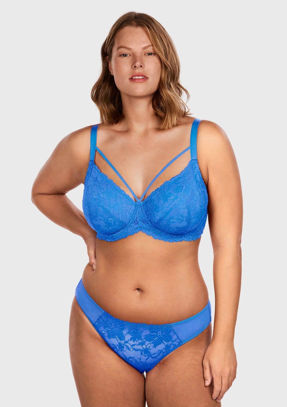 Pretty In Petals Azure Sky Strappy Lace Unlined Bra