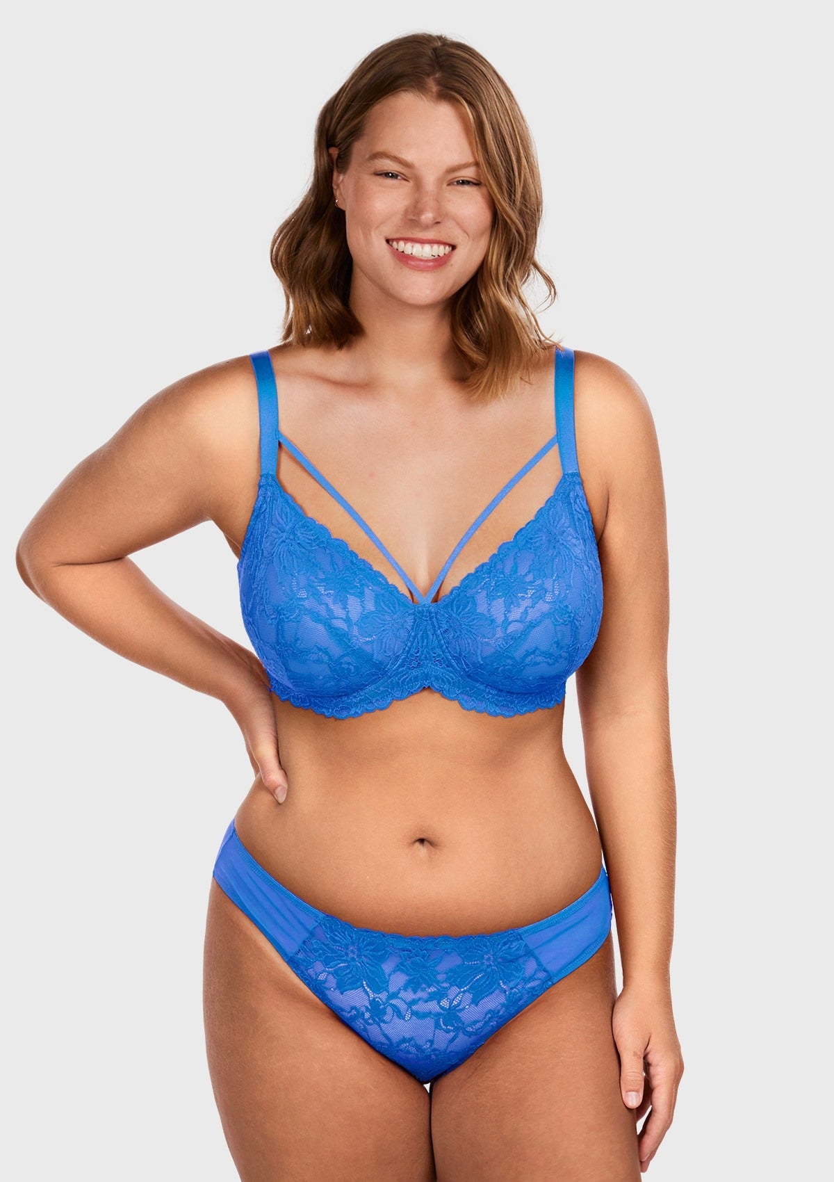 Pretty In Petals Azure Sky Strappy Lace Unlined Bra