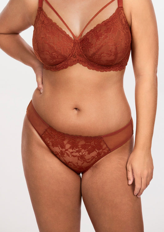 Pretty In Petals Copper Red Lace Bikini Underwear