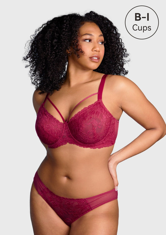 Pretty In Petals Red Unlined Strappy Lace Bra