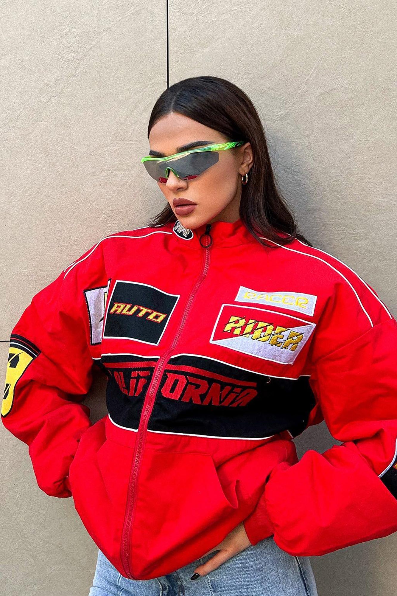 Racing Cali Bomber Jacket - Red