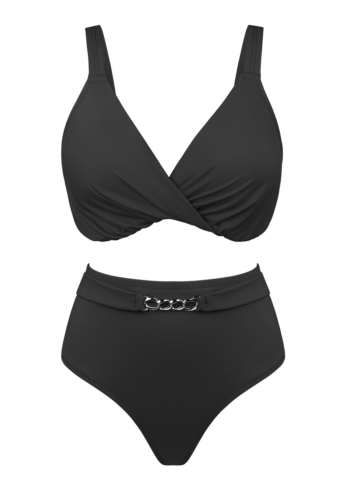 Ruched Crisscross Front Underwire Swim Bikini Set