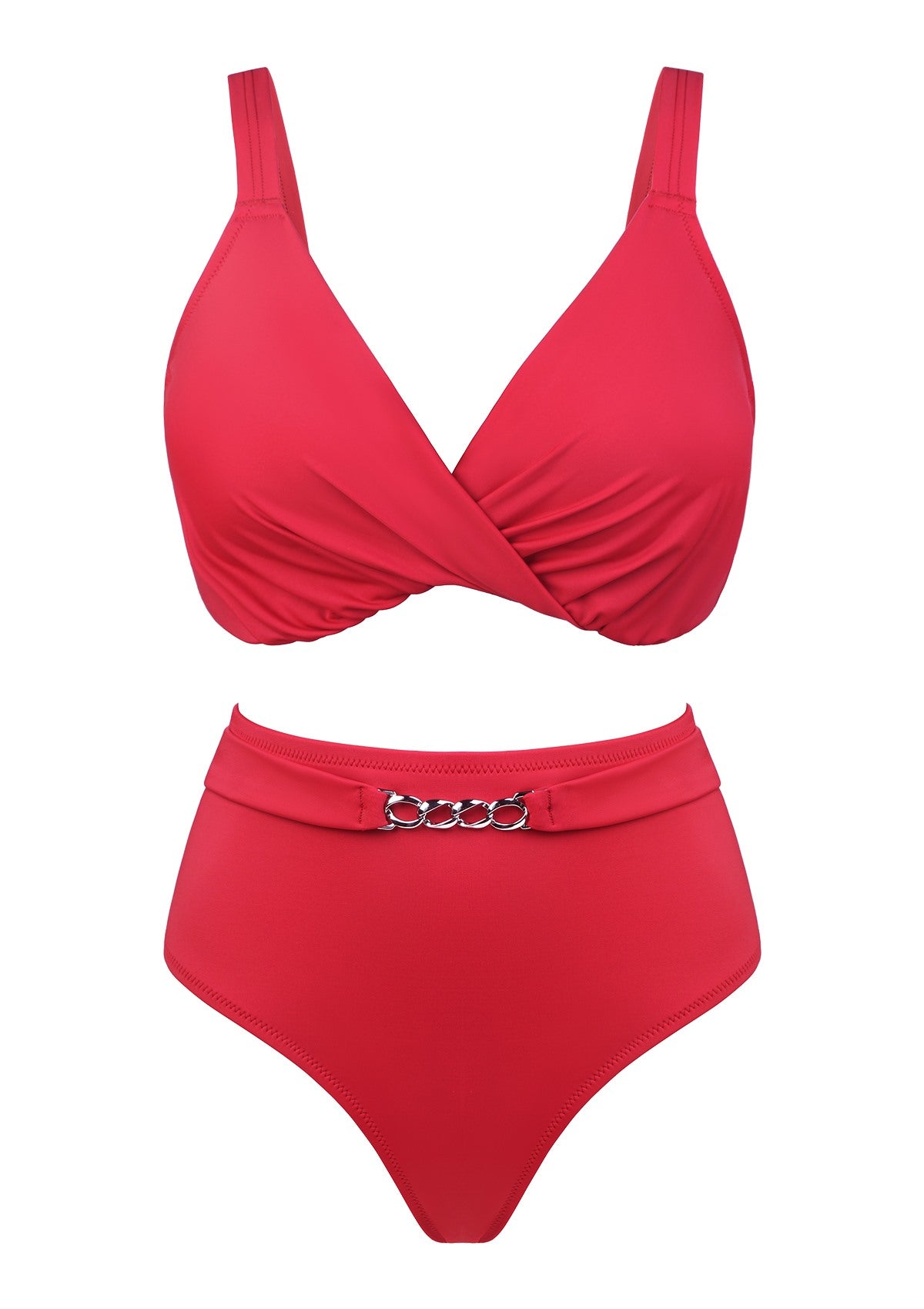 Ruched Crisscross Front Underwire Swim Bikini Set