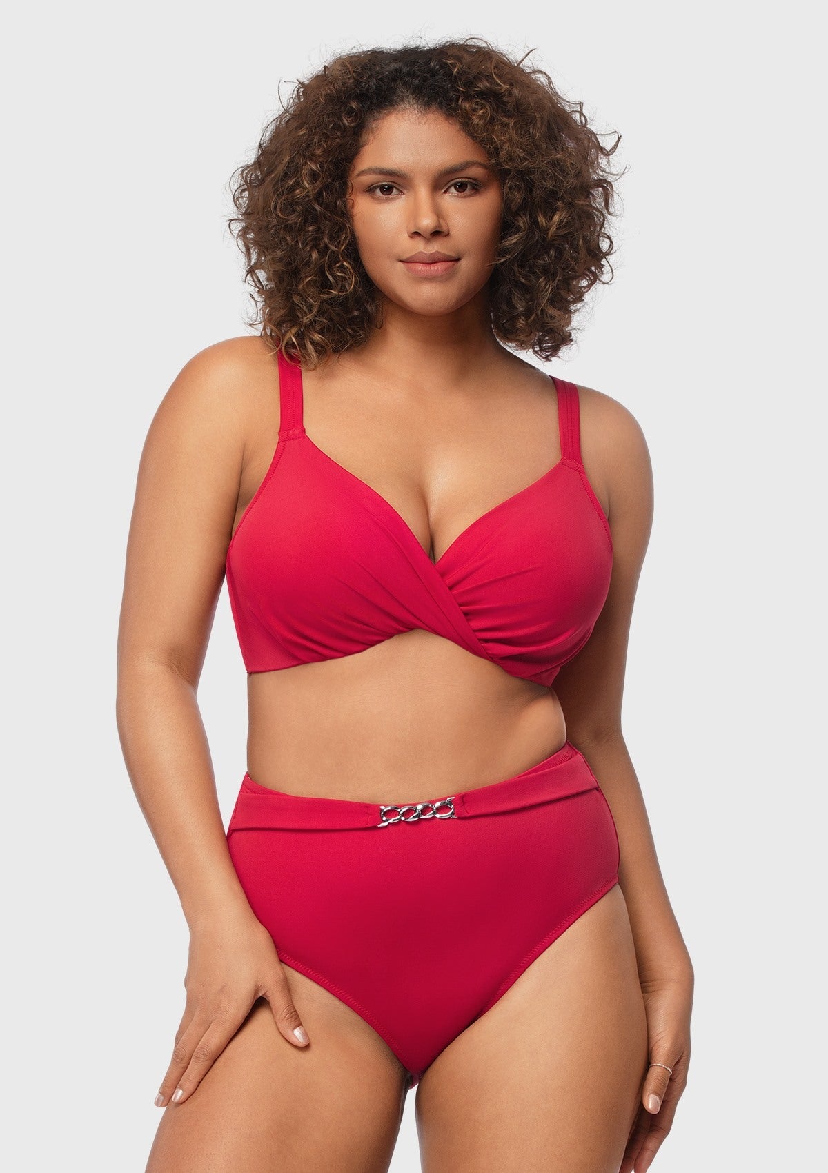 Ruched Crisscross Front Underwire Swim Bikini Set