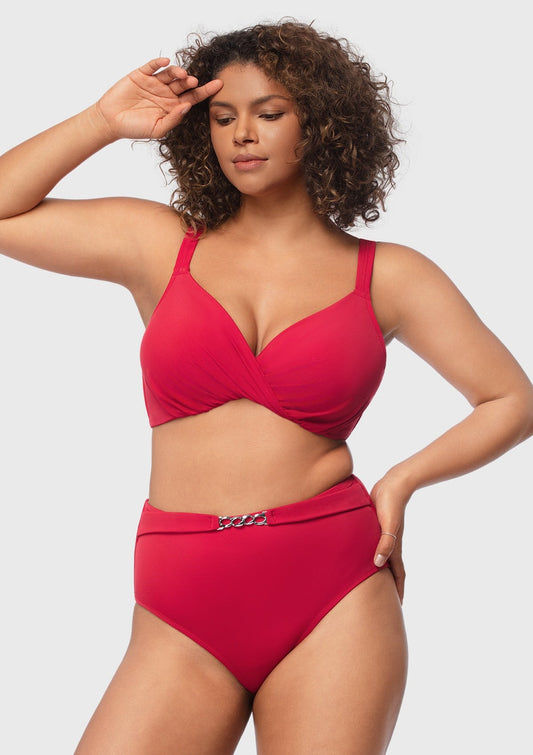 Ruched Crisscross Front Underwire Swim Bikini Set