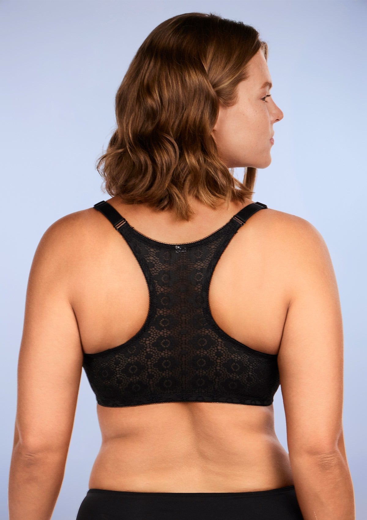 Serena Front-Close Lace-Back Black Underwire Bra Set