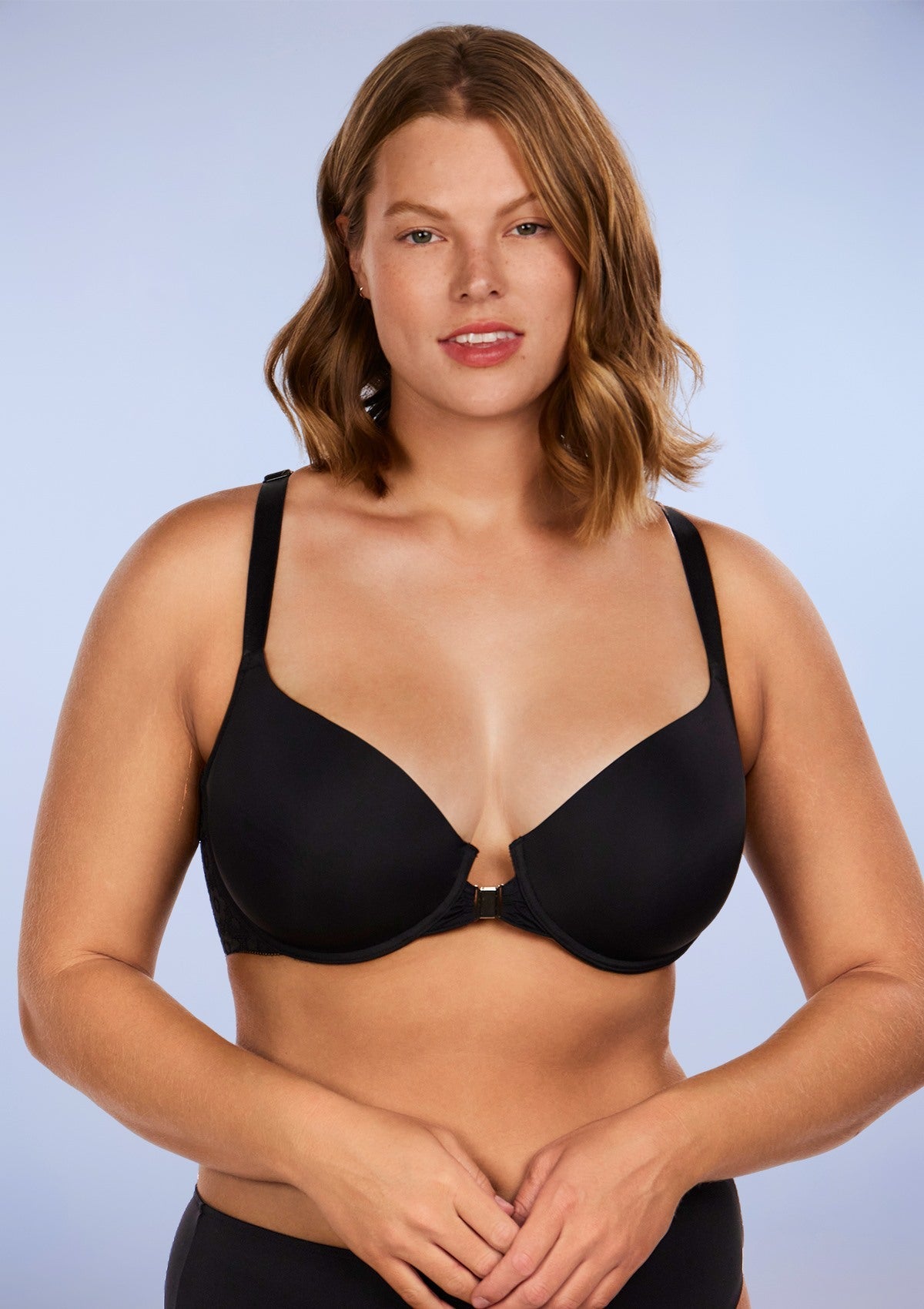 Serena Front-Close Lace-Back Black Underwire Bra Set