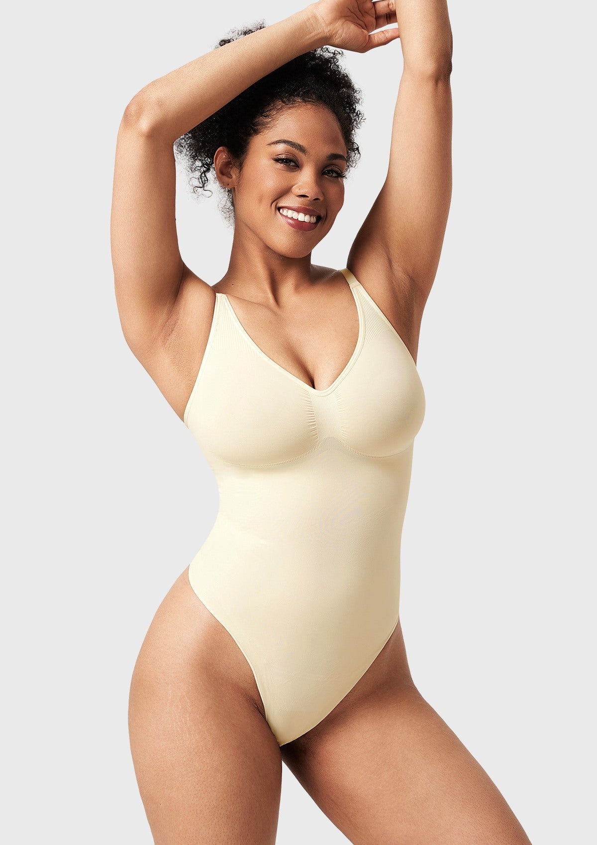 Songful V-Neck Tummy Control WireFree Seamless Bodysuit One Piece Shapewear