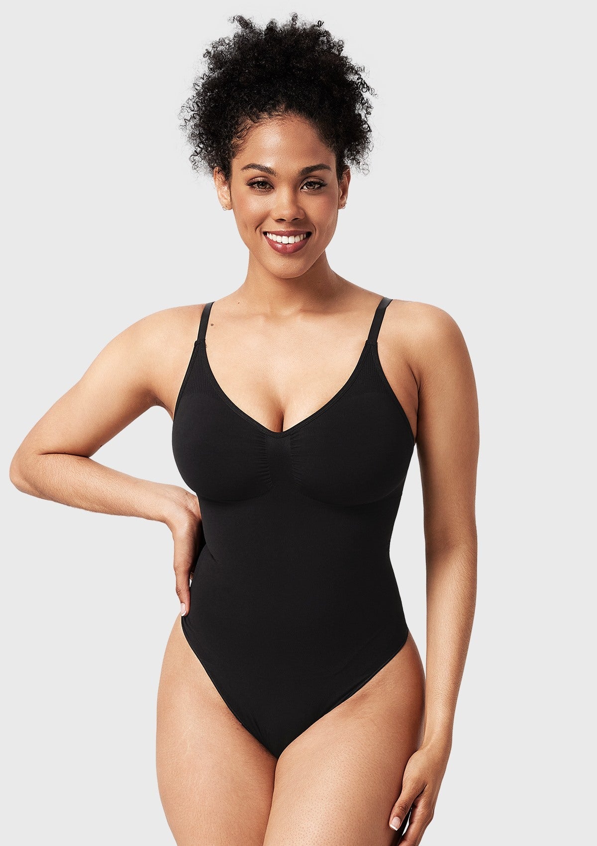 Songful V-Neck Tummy Control WireFree Seamless Bodysuit One Piece Shapewear