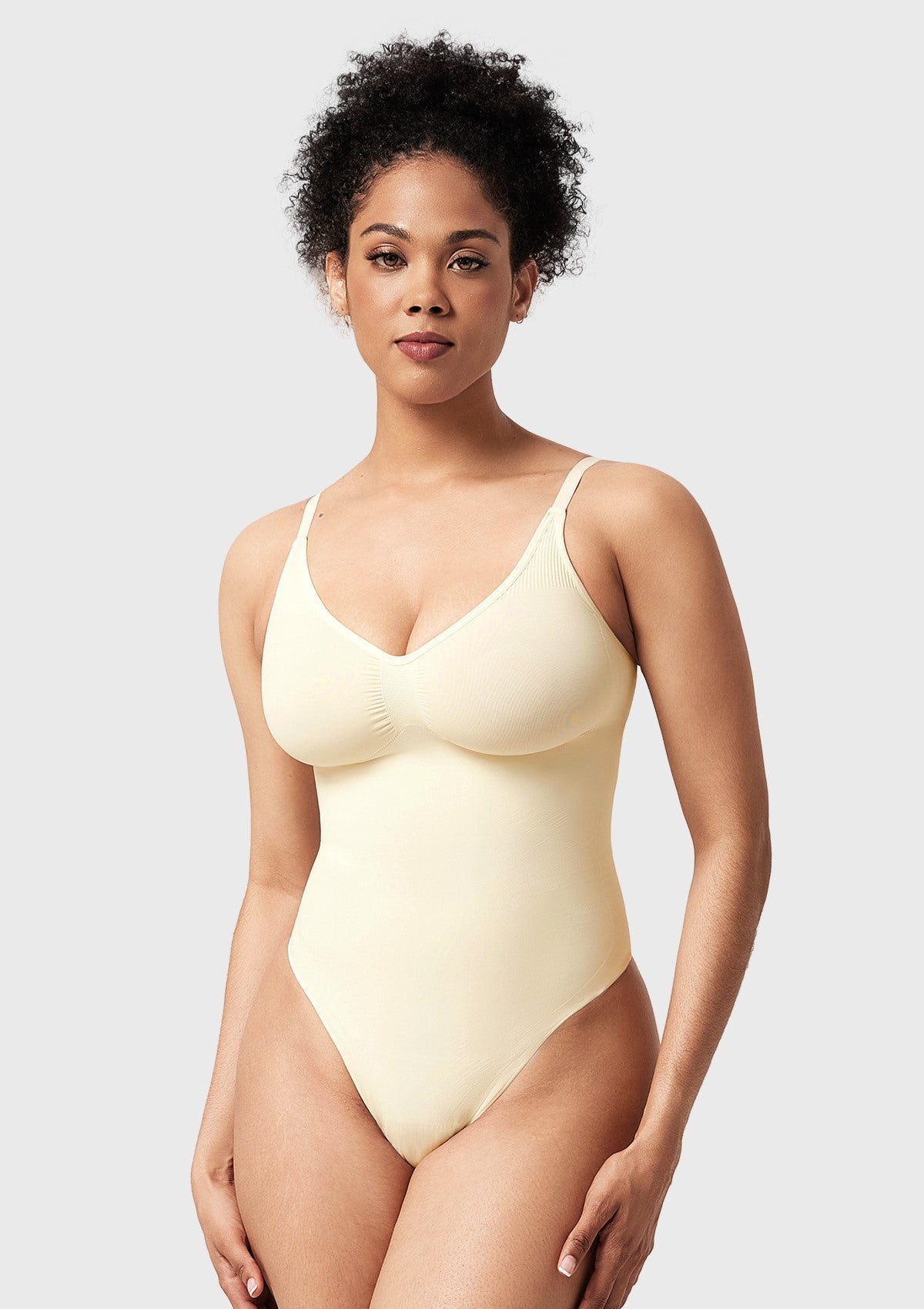 Songful V-Neck Tummy Control WireFree Seamless Bodysuit One Piece Shapewear