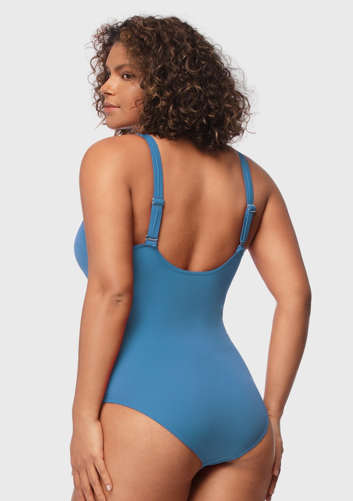 V-Neck Shirred One-Piece Swimwear