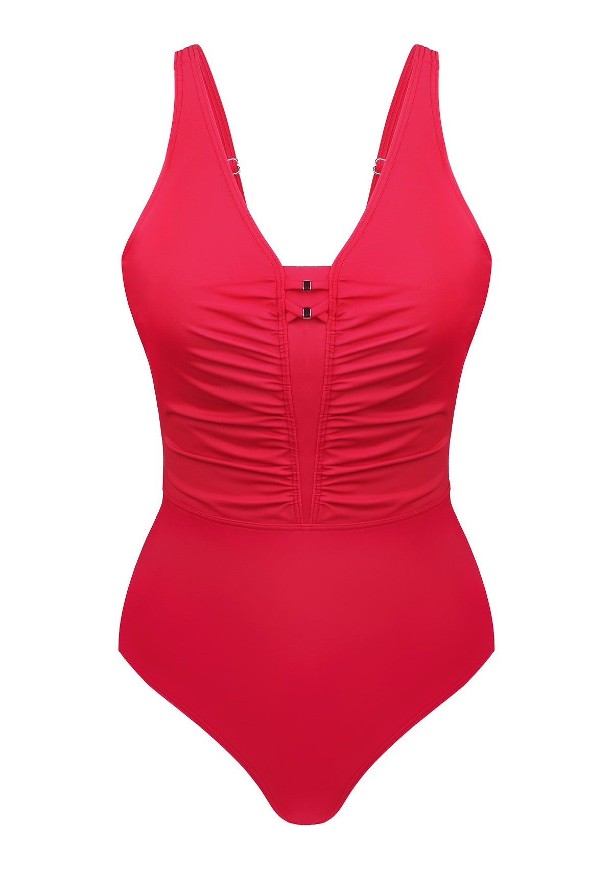 V-Neck Shirred One-Piece Swimwear