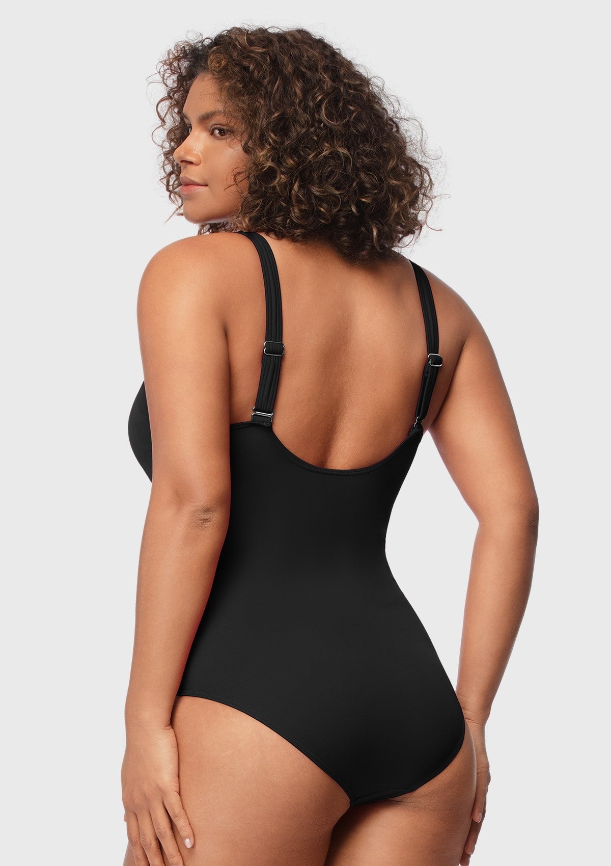 V-Neck Shirred One-Piece Swimwear