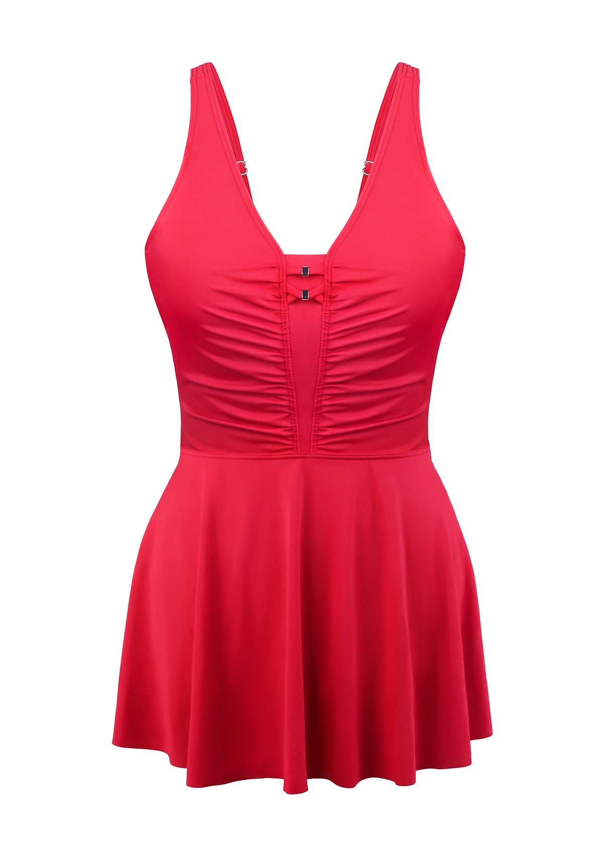 V-neck Shirred One-piece Swimdress