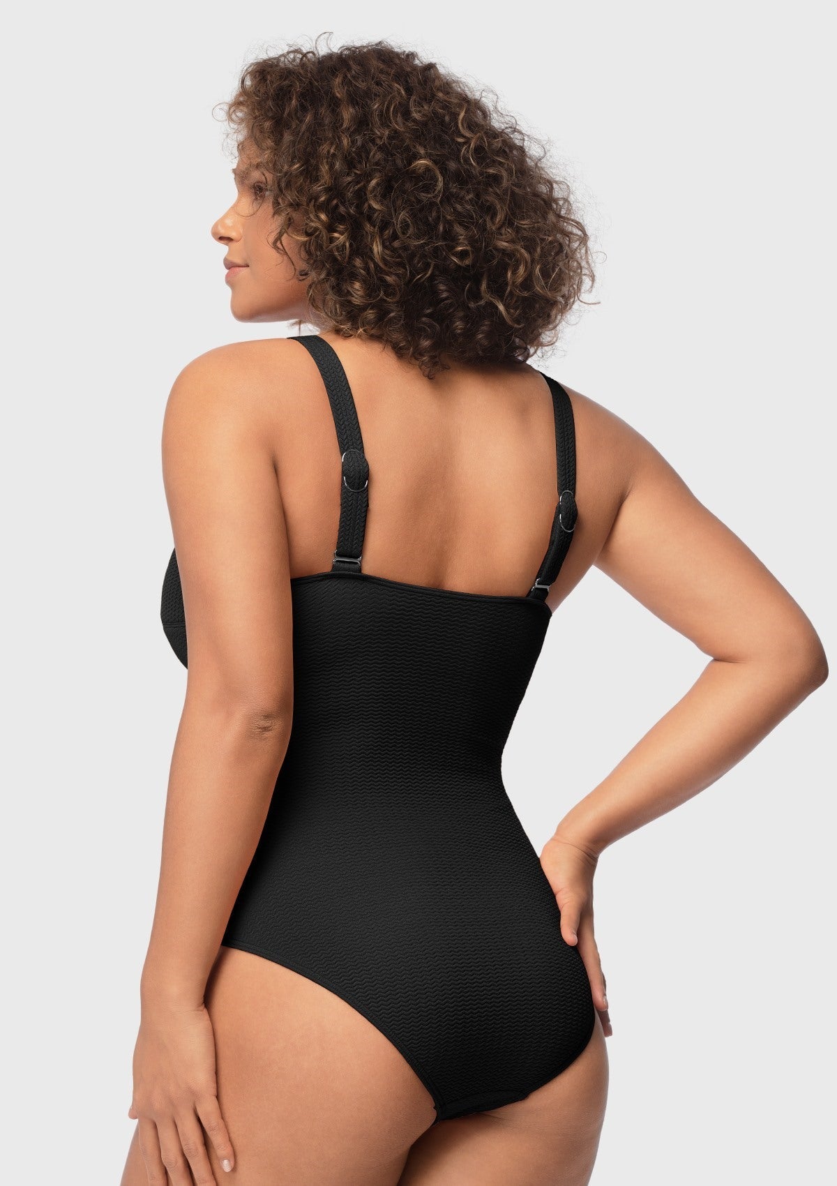 V-wire Plunge Textured One-piece Cutout Swimsuit