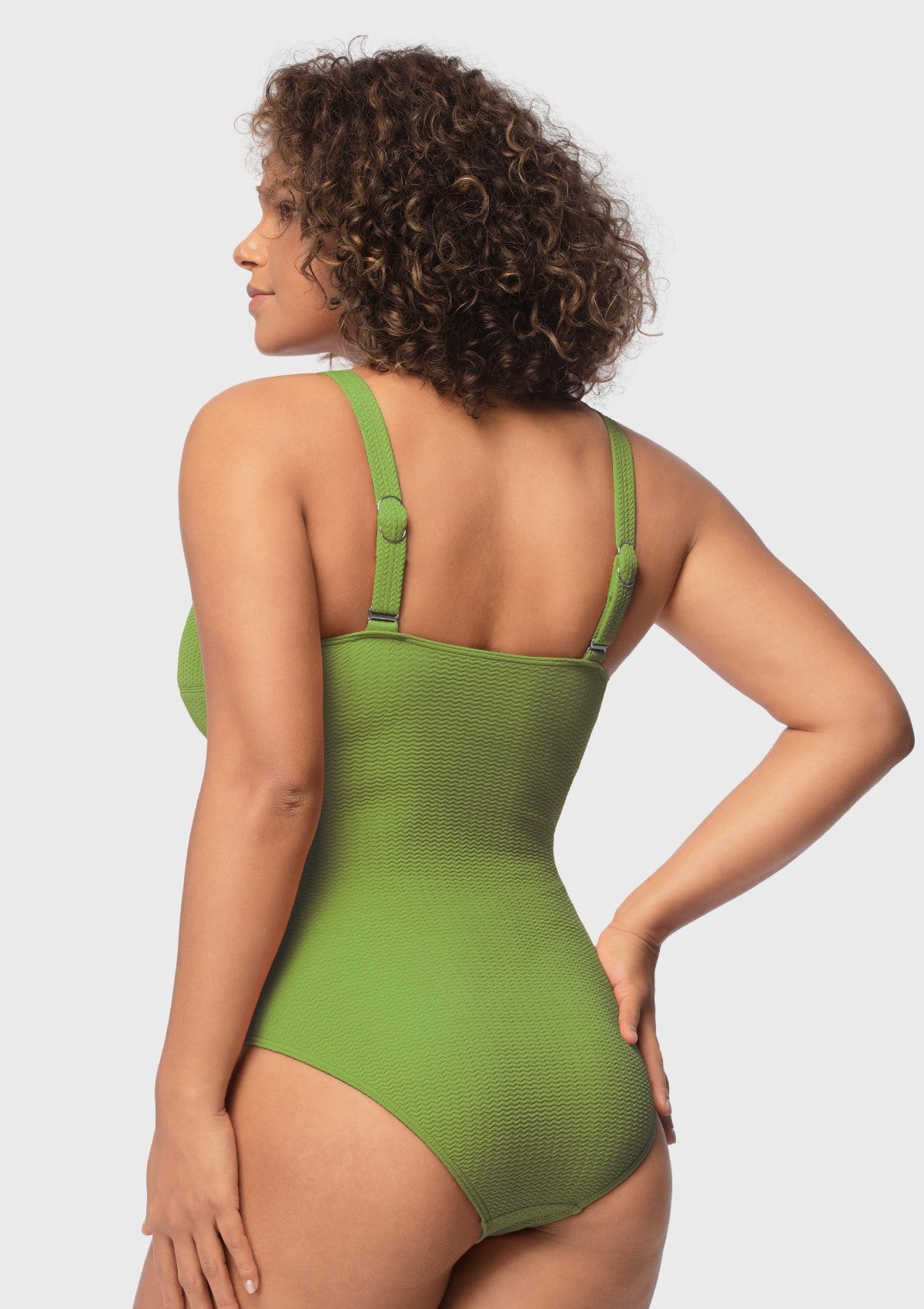 V-wire Plunge Textured One-piece Cutout Swimsuit