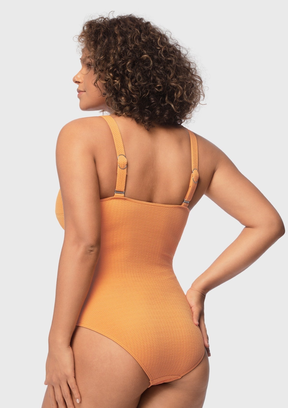 V-wire Plunge Textured One-piece Cutout Swimsuit