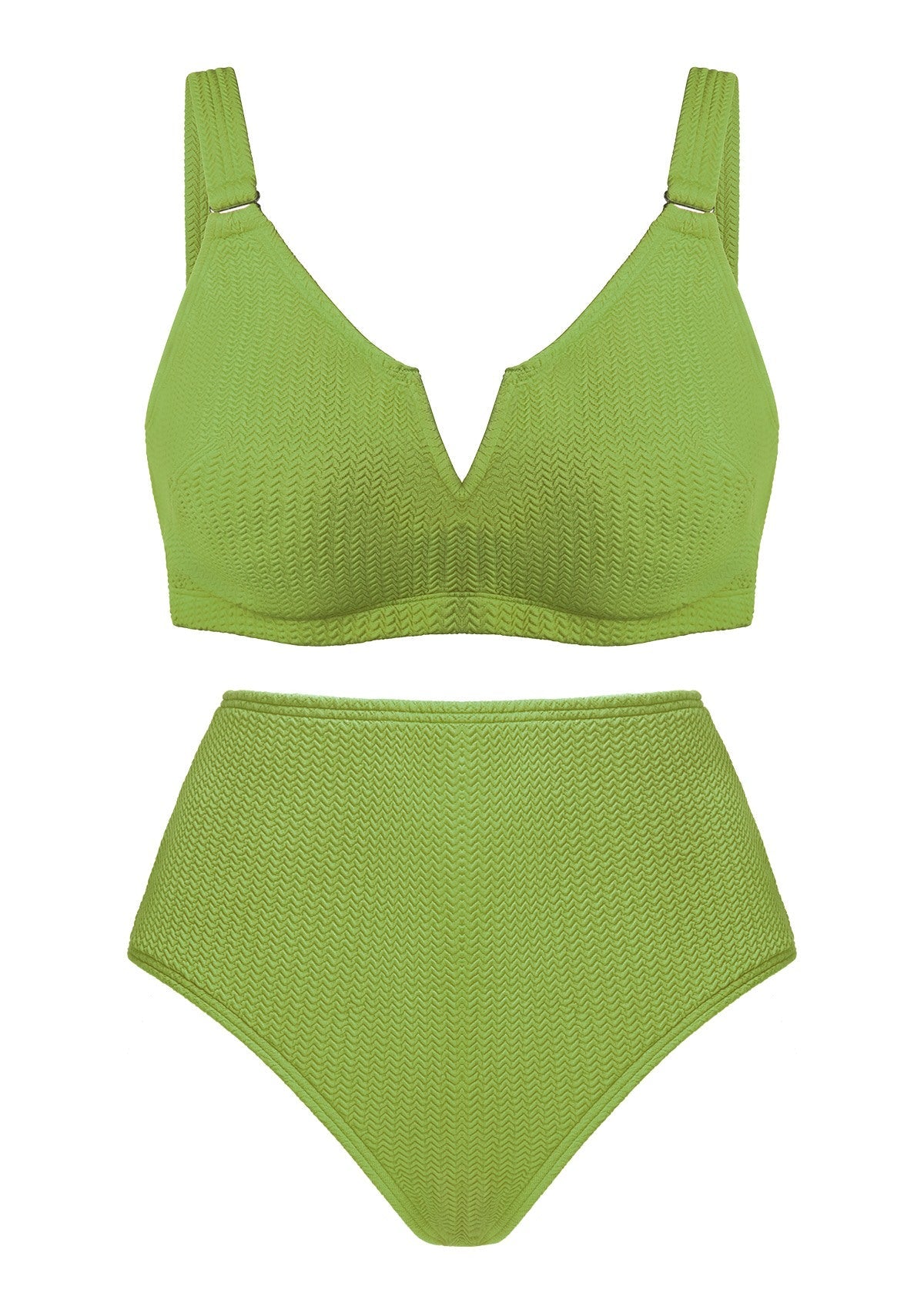 V-wire Plunge Textured Two-piece Bikini Set