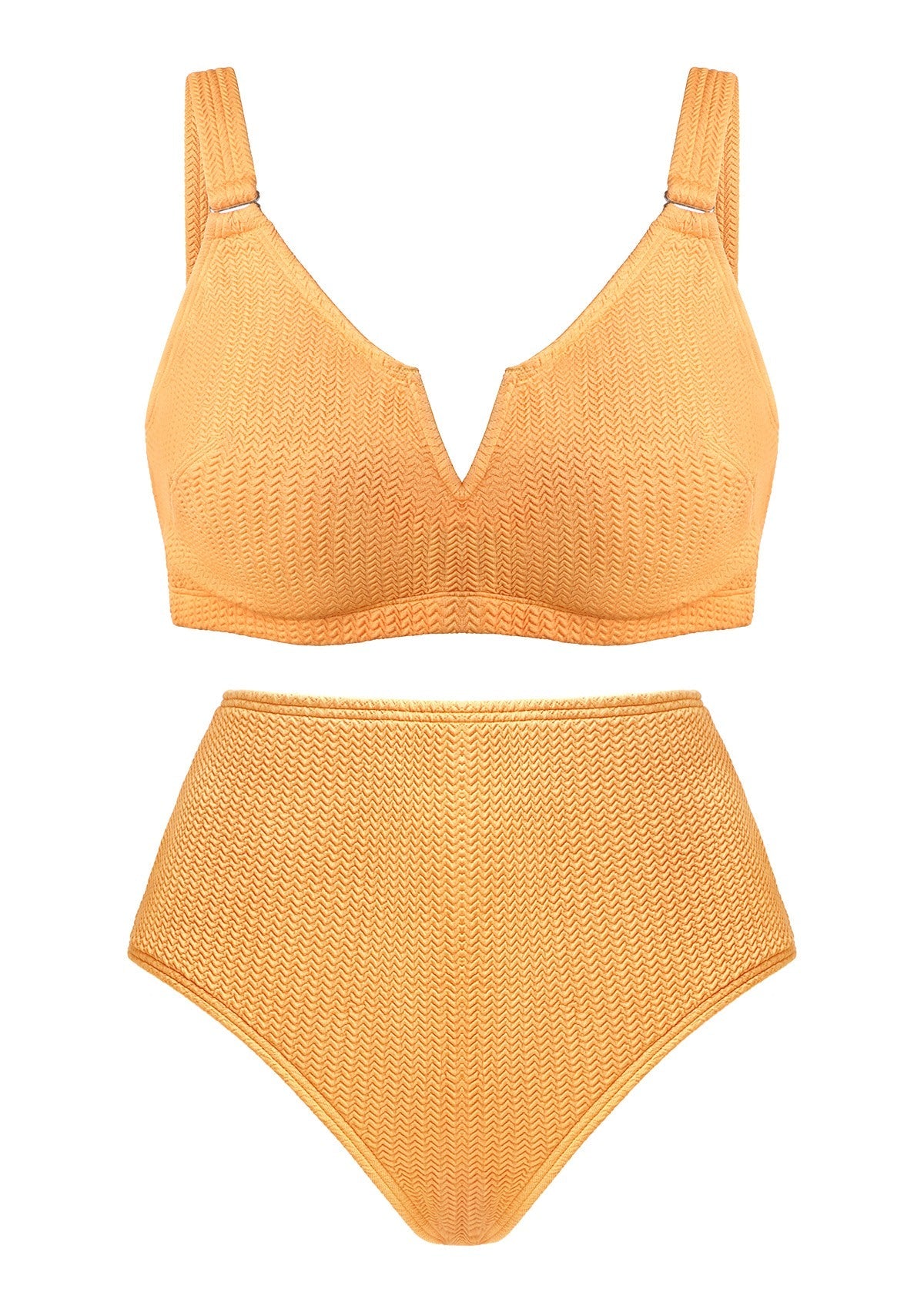 V-wire Plunge Textured Two-piece Bikini Set